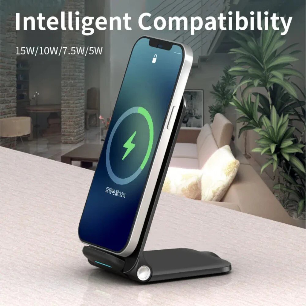 15W Wireless Foldable Charging Stand Black