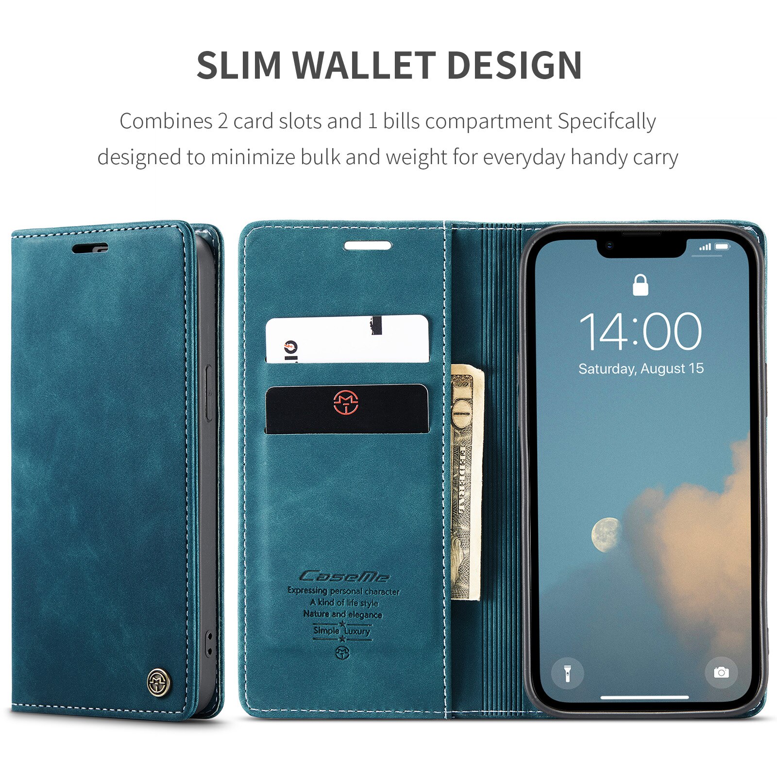 iPhone 16e Slim Wallet Case Blue