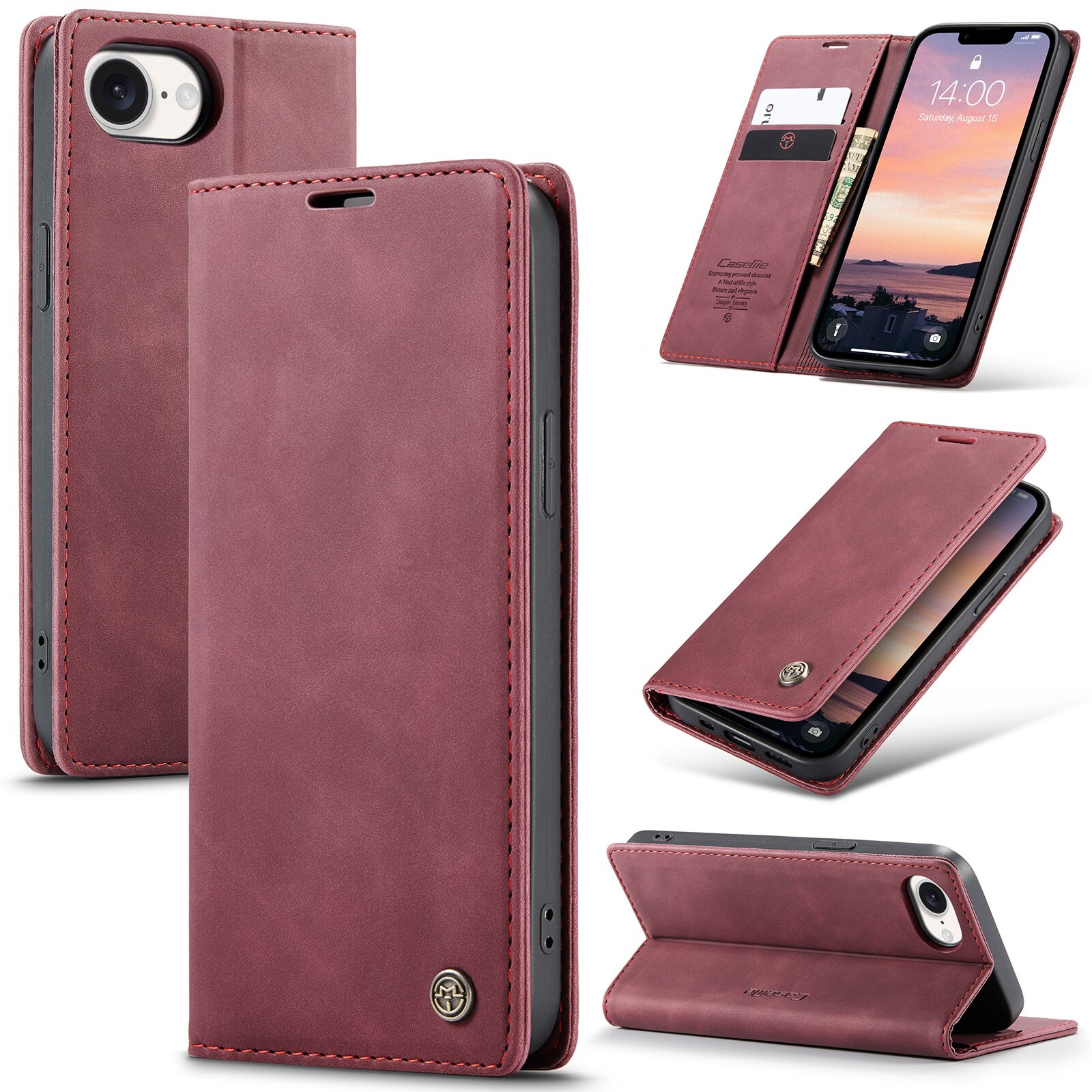 iPhone 16e Slim Wallet Case Red