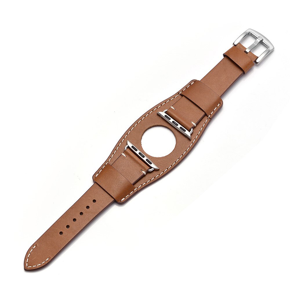 Apple Watch 44mm Wide Leather Watch Band Brown