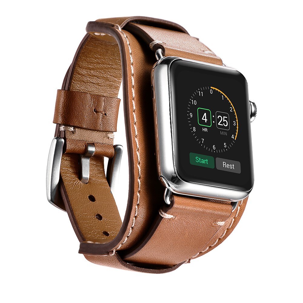 Apple Watch 44mm Wide Leather Watch Band Brown