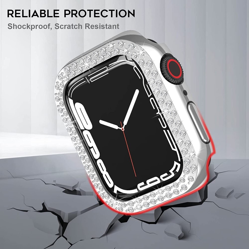 Apple Watch 45mm Series 8 Rhinestone Case Silver