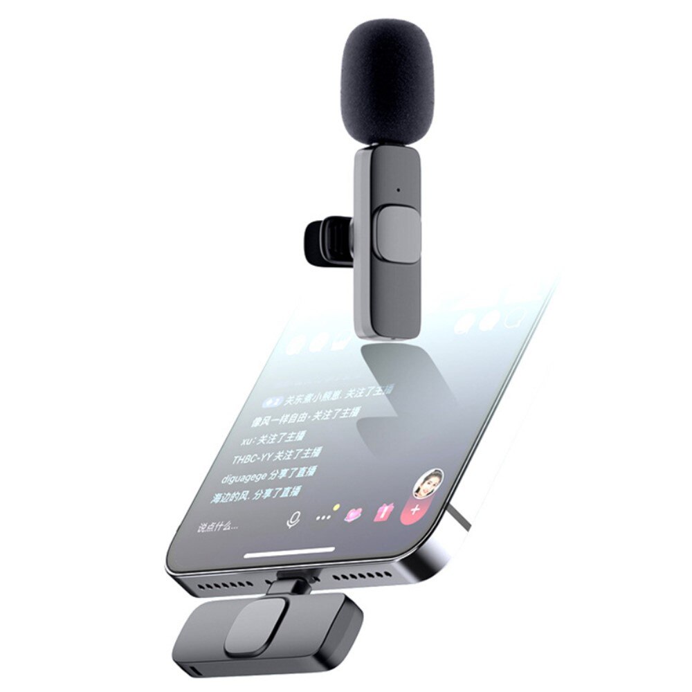 Wireless Microphone with USB-C Receiver Black