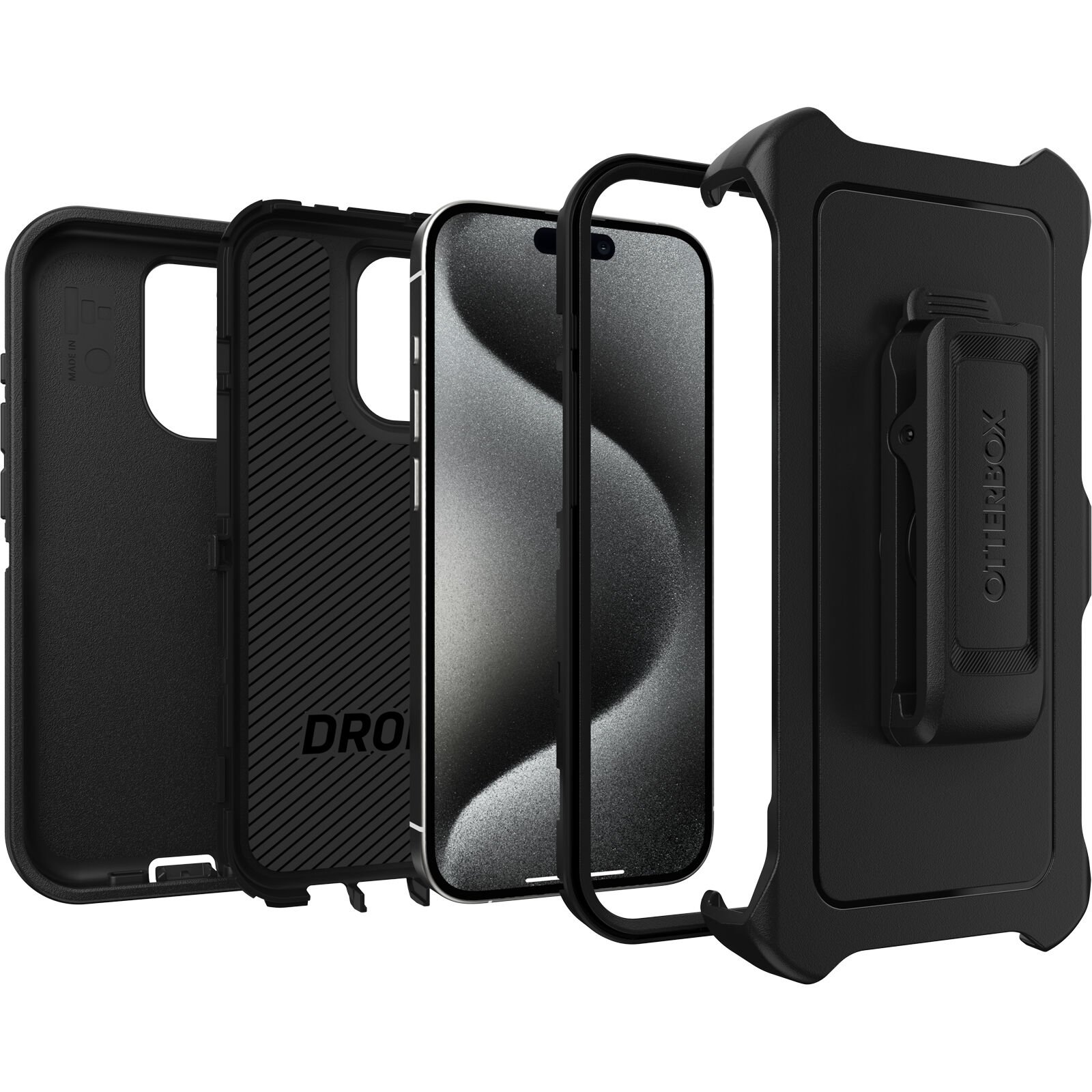 iPhone 15 Pro Defender Case Black