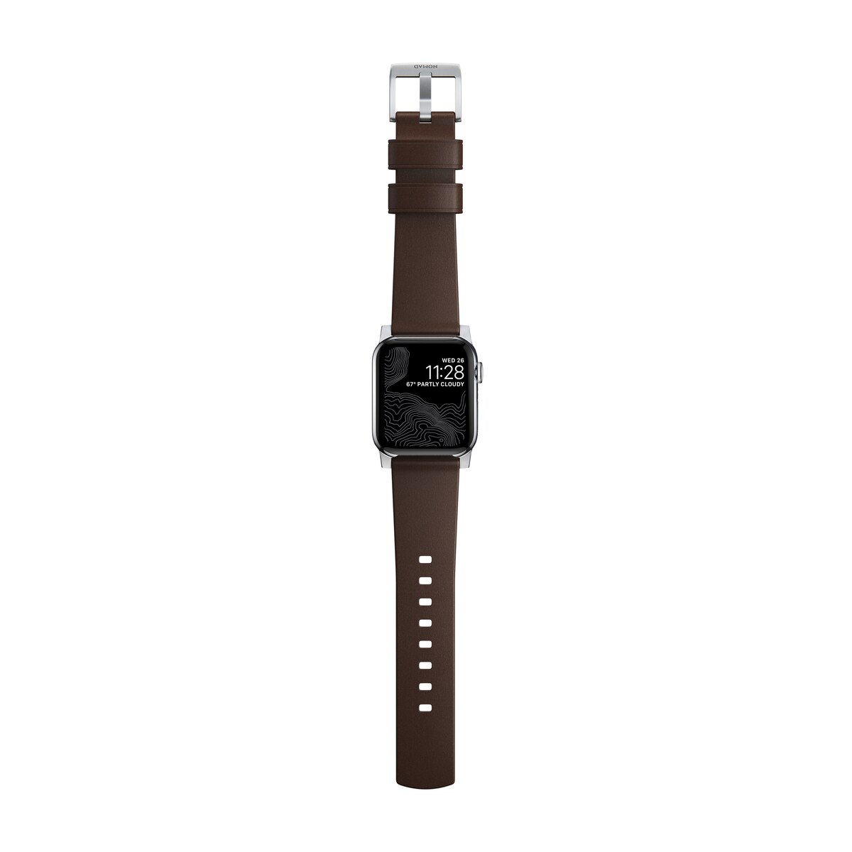 Apple Watch Series 10 42mm Modern Band Horween Leather Rustic Brown (Silver Hardware)