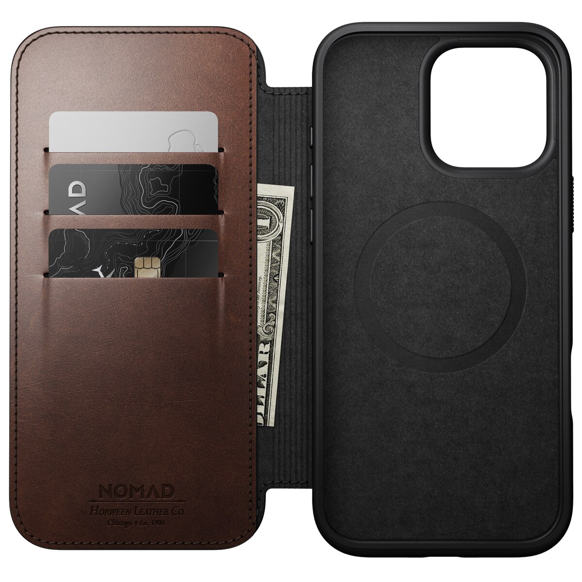 iPhone 16 Pro Max Modern Horween Leather Folio MagSafe Rustic Brown