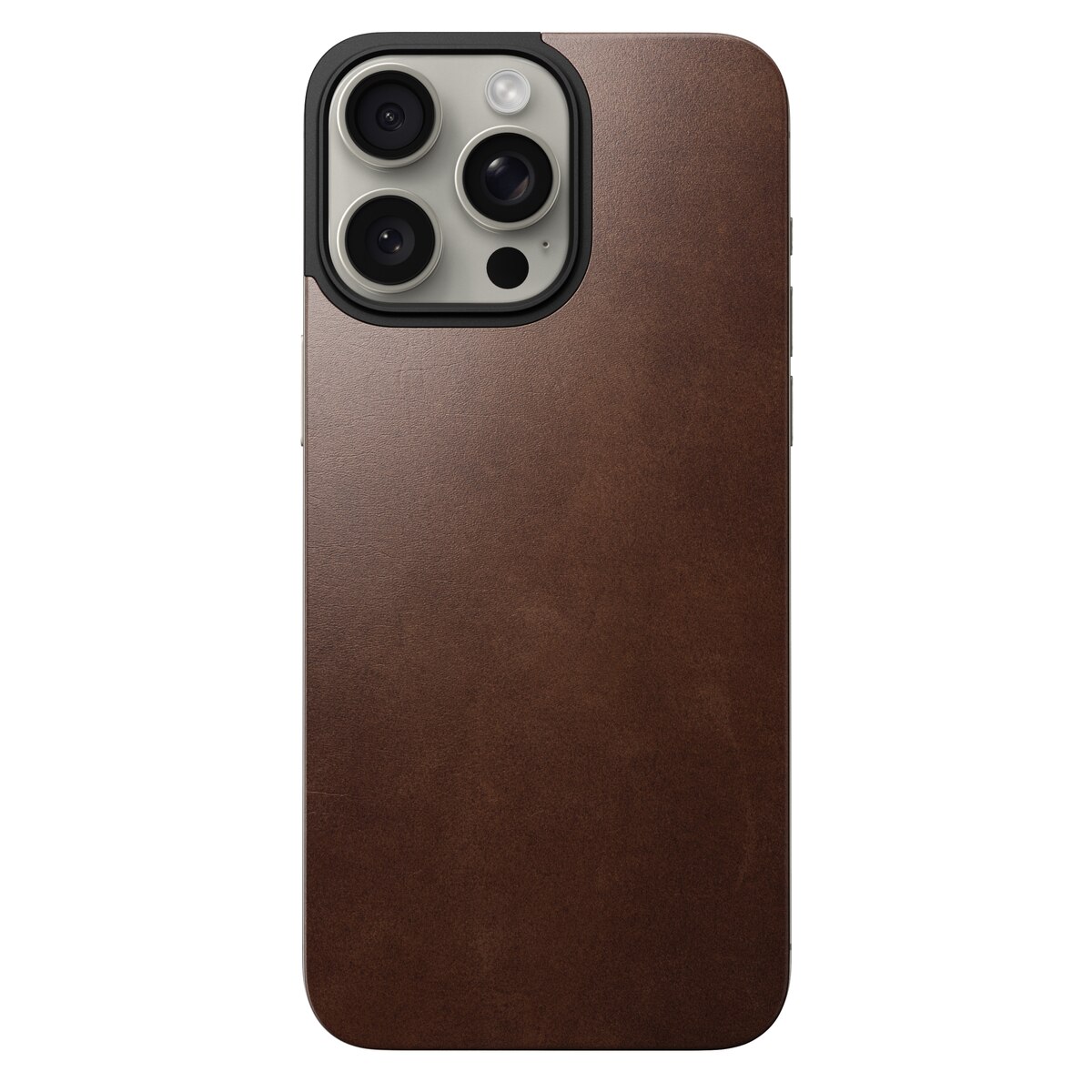 iPhone 15 Pro Max Magnetic Leather Back Rustic Brown