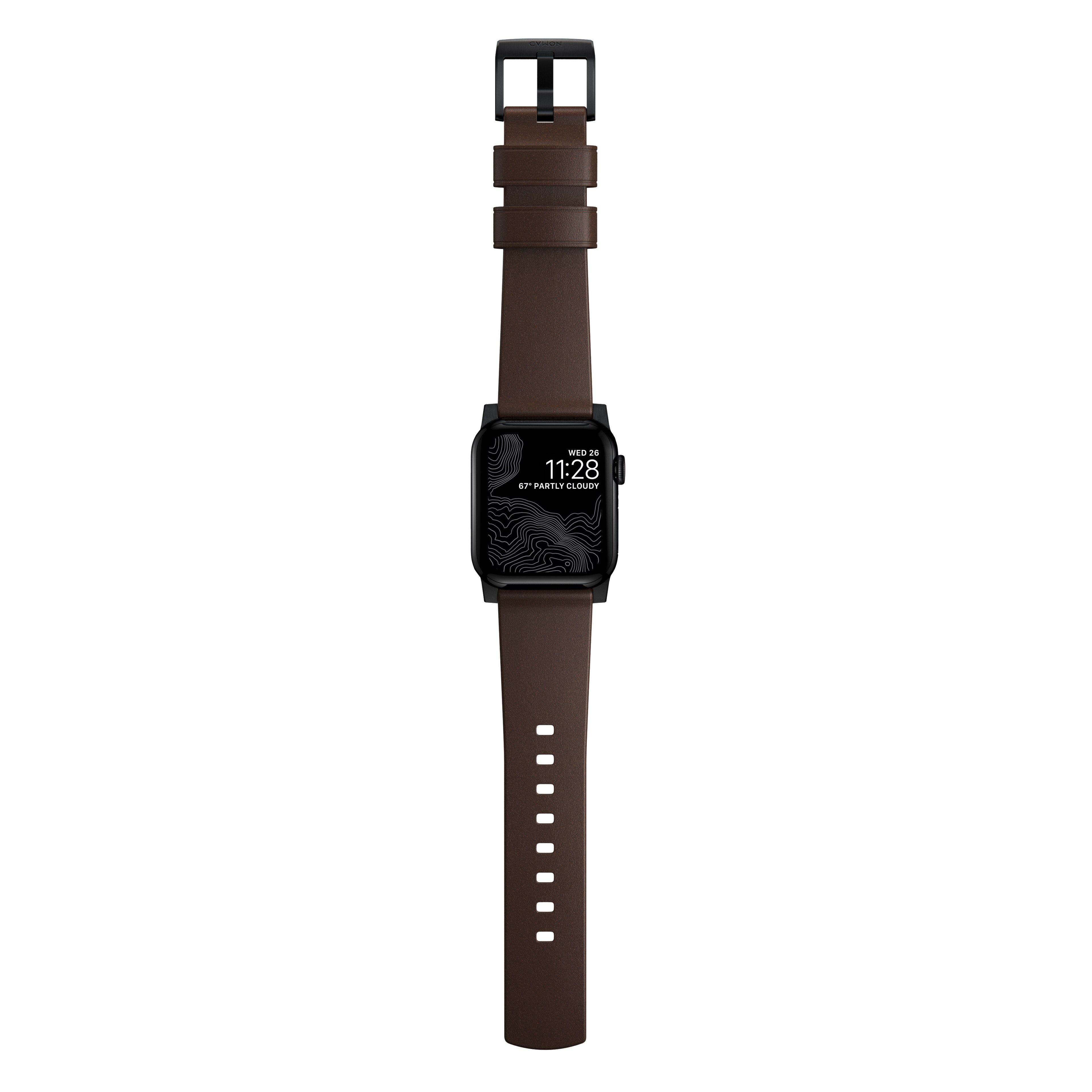 Apple Watch 41mm Series 9 Modern Band Horween Leather Rustic Brown (Black Hardware)