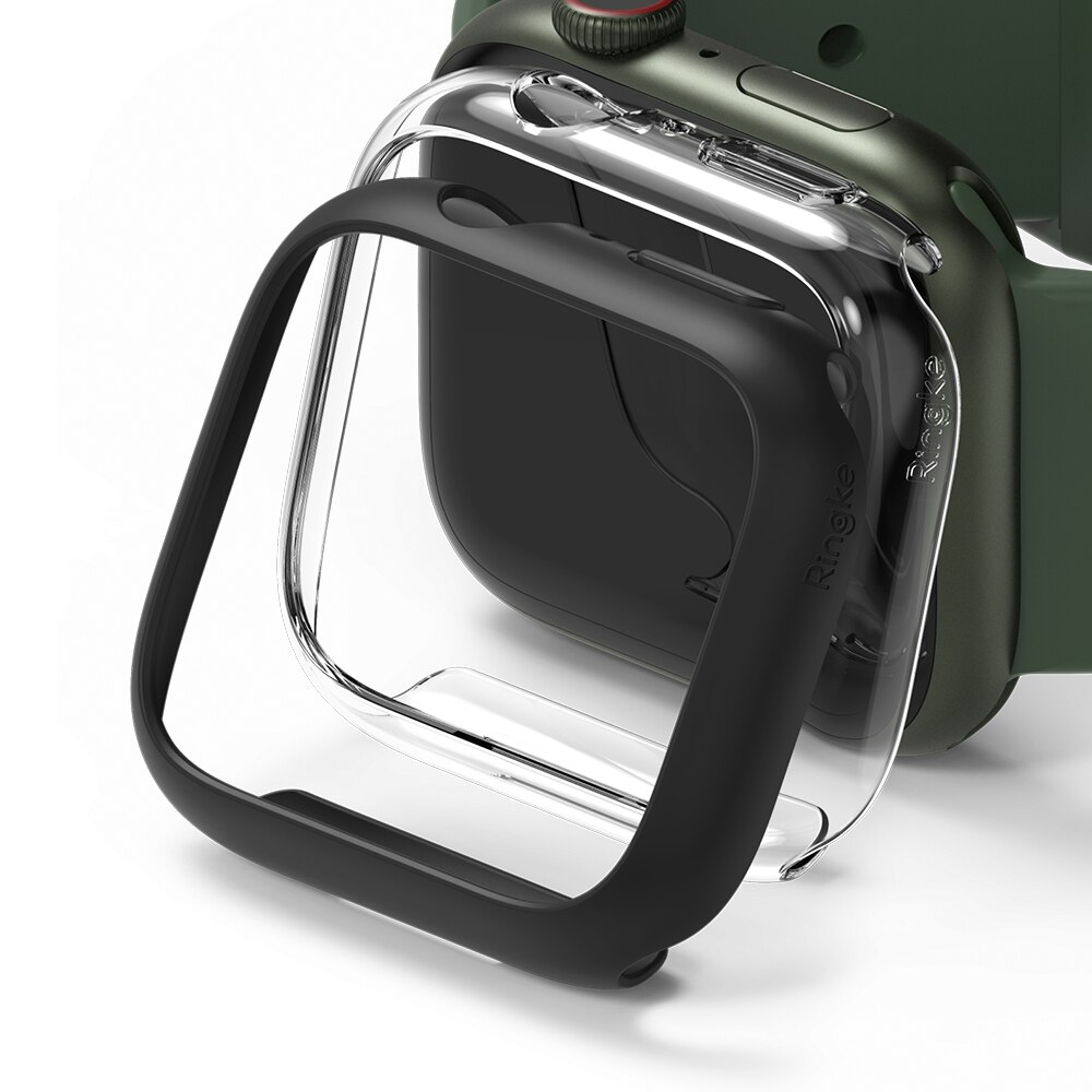 Apple Watch 41mm Series 8 Slim Case (2-pack) Matte Black & Clear