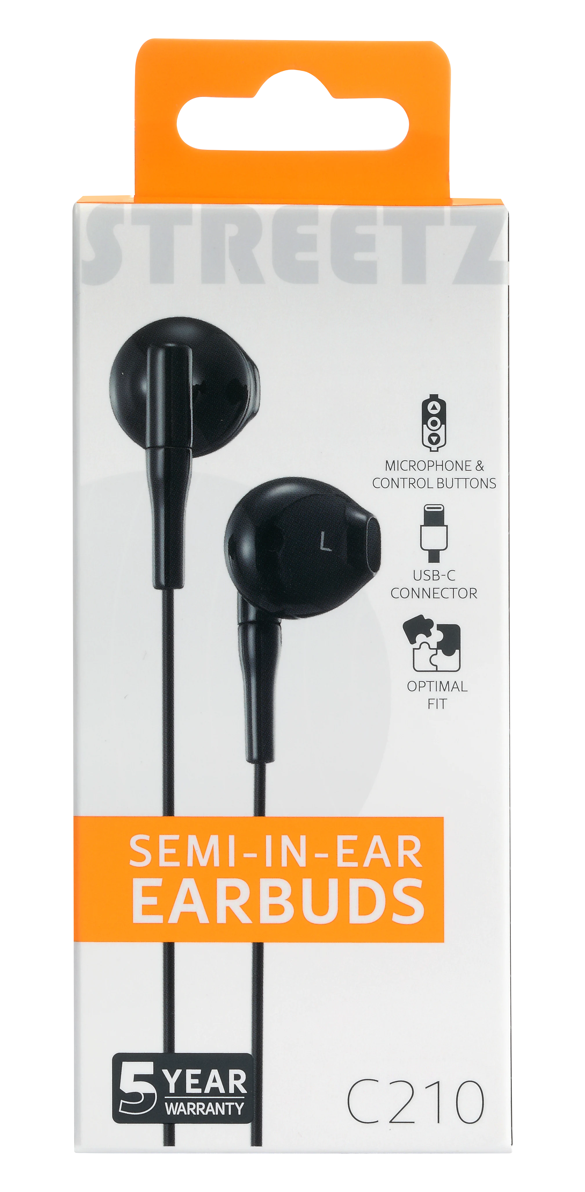 Semi-in-ear earphones USB-C Black