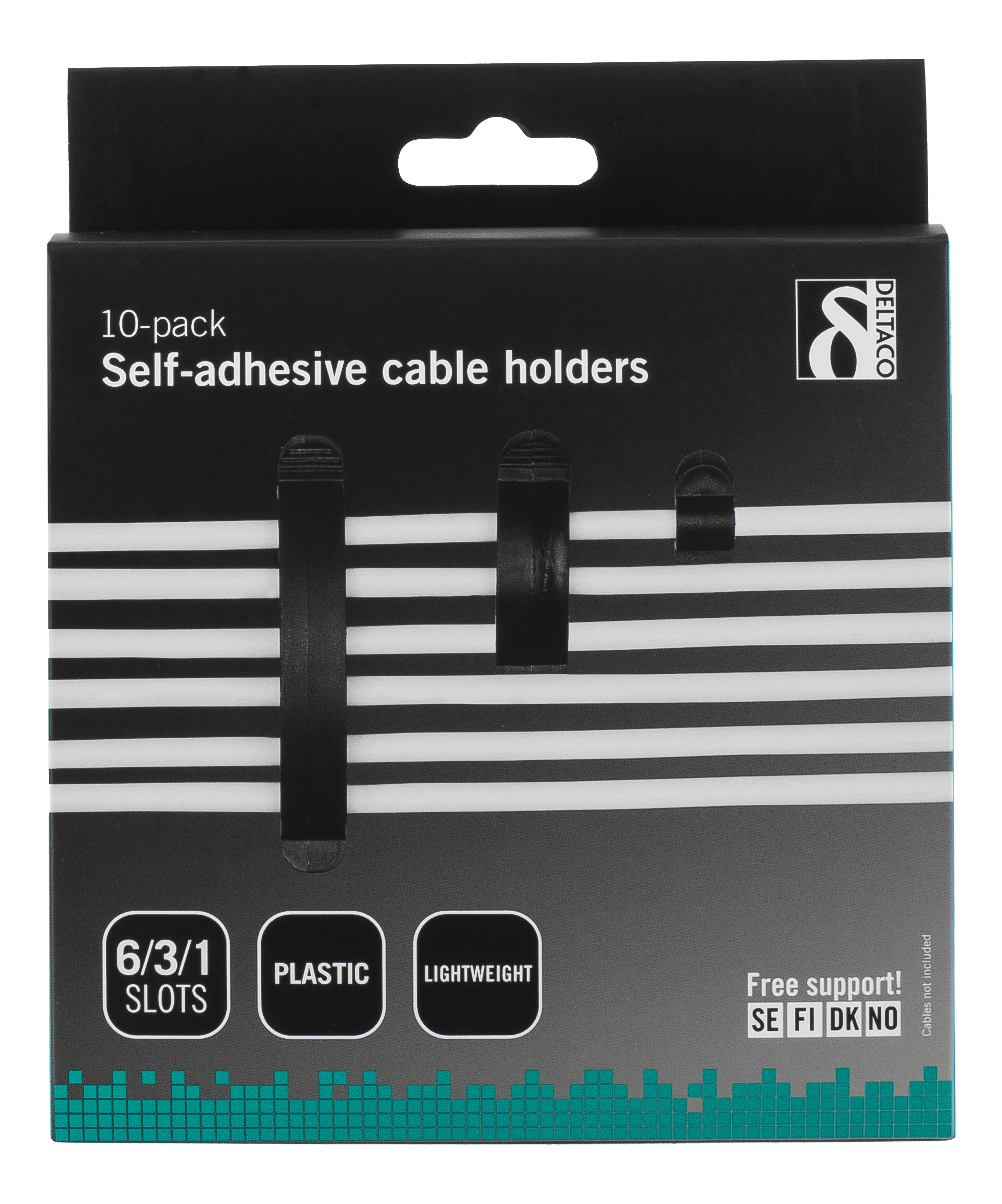 Self-Adhesive Cable Clips (10-Pack) Black