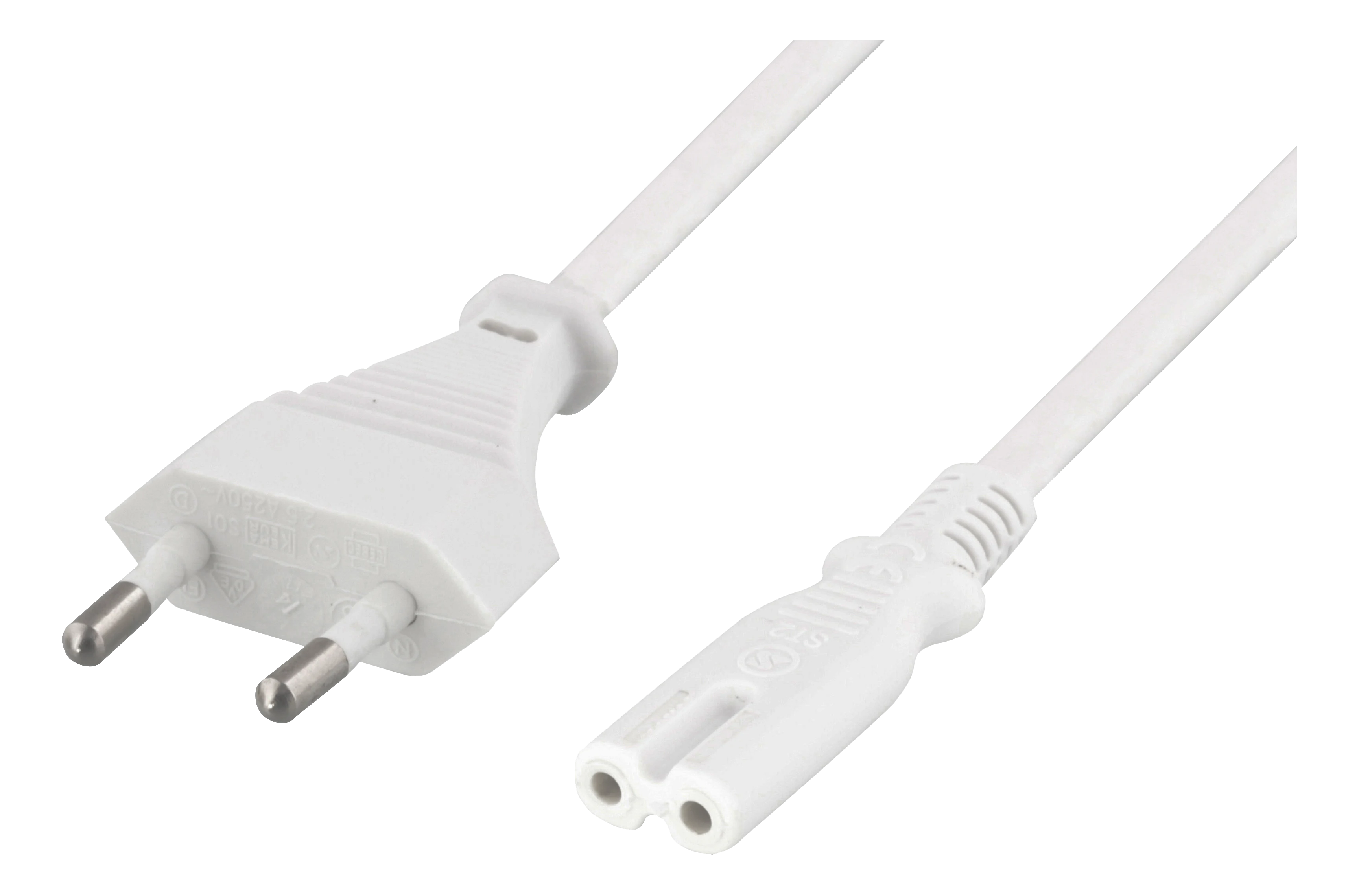 Power Cable Straight CEE 7/16 to IEC C7 1m White