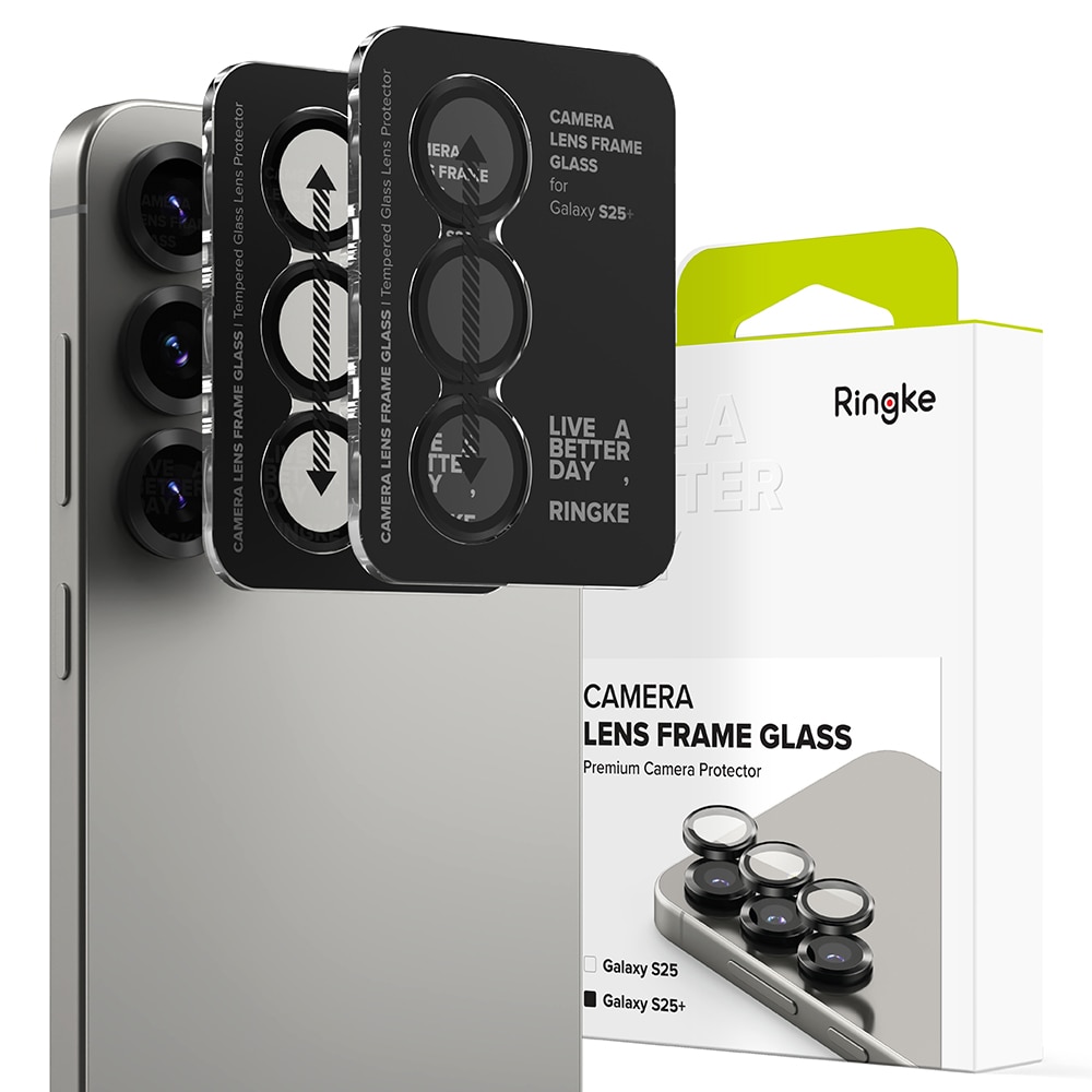 Samsung Galaxy S25 Plus Camera Lens Frame Glass (2-pack) Black