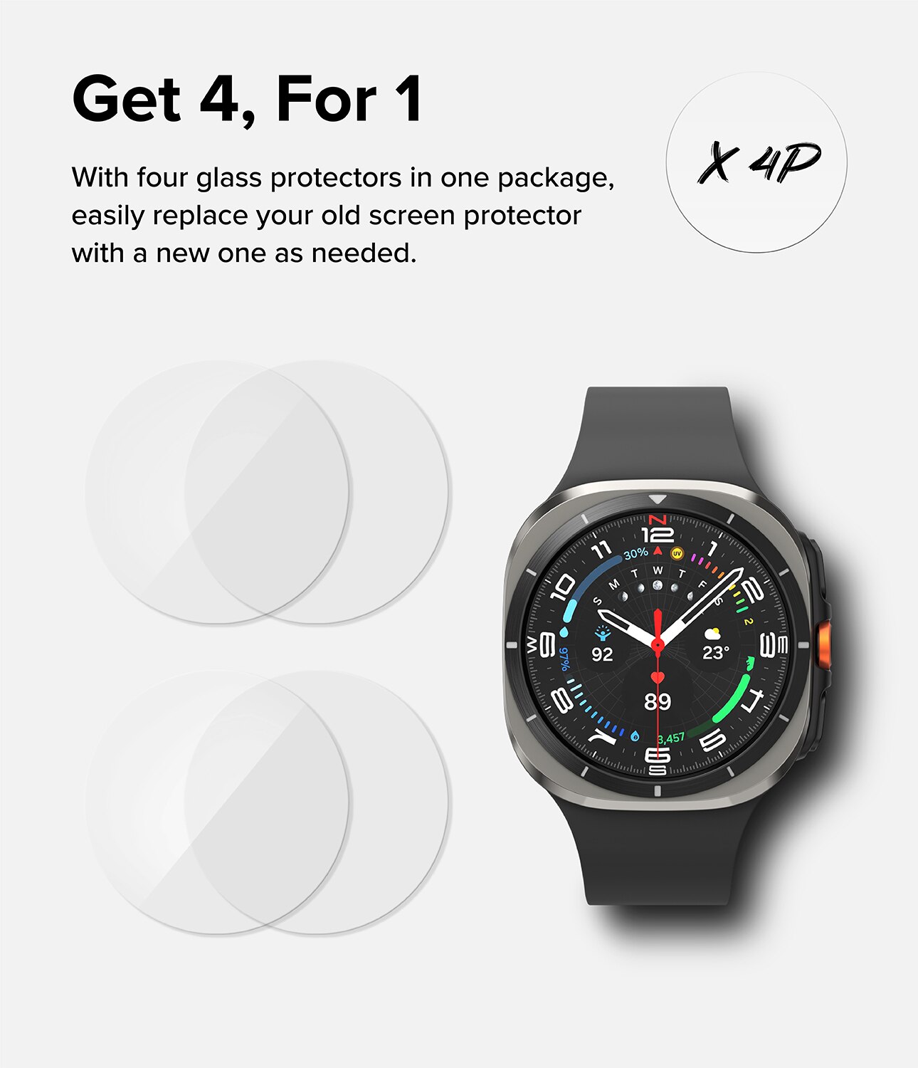 Samsung Galaxy Watch Ultra 47mm Screen Tempered Glass (4-pack)