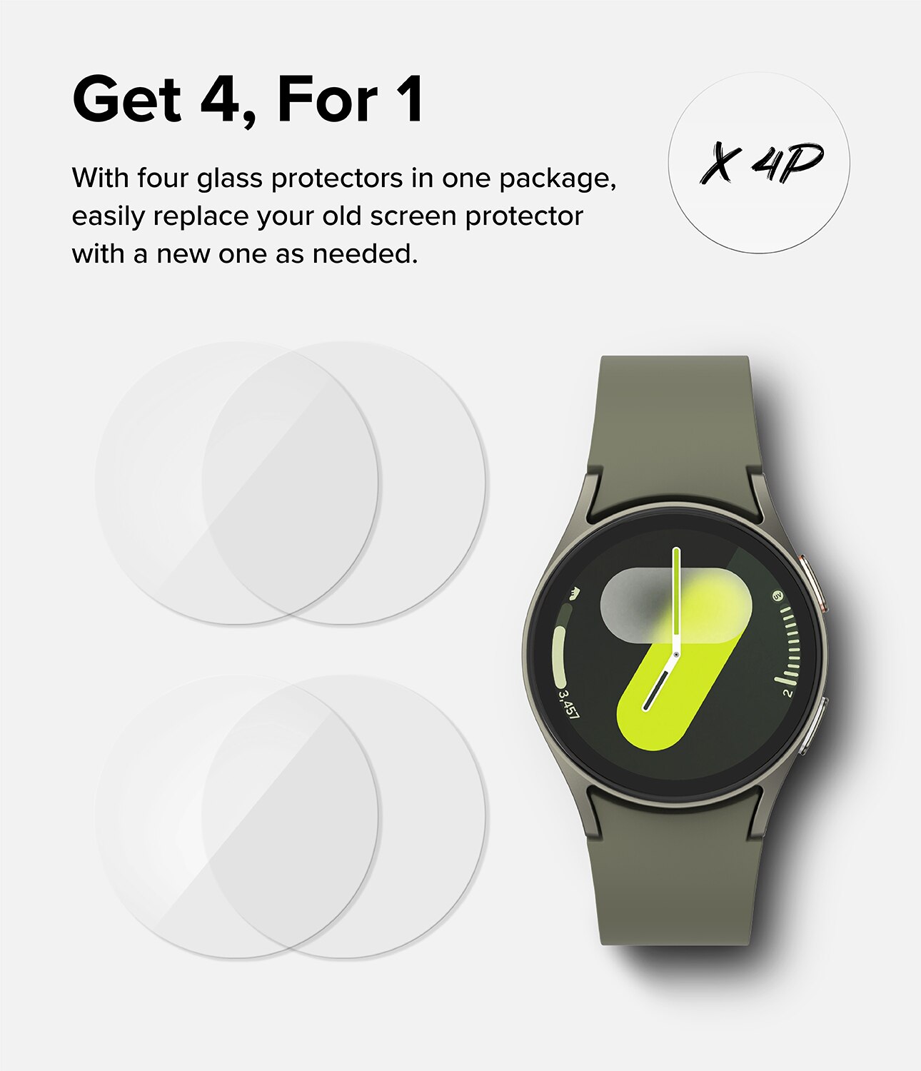 Samsung Galaxy Watch 7 44mm Screen Tempered Glass (4-pack)