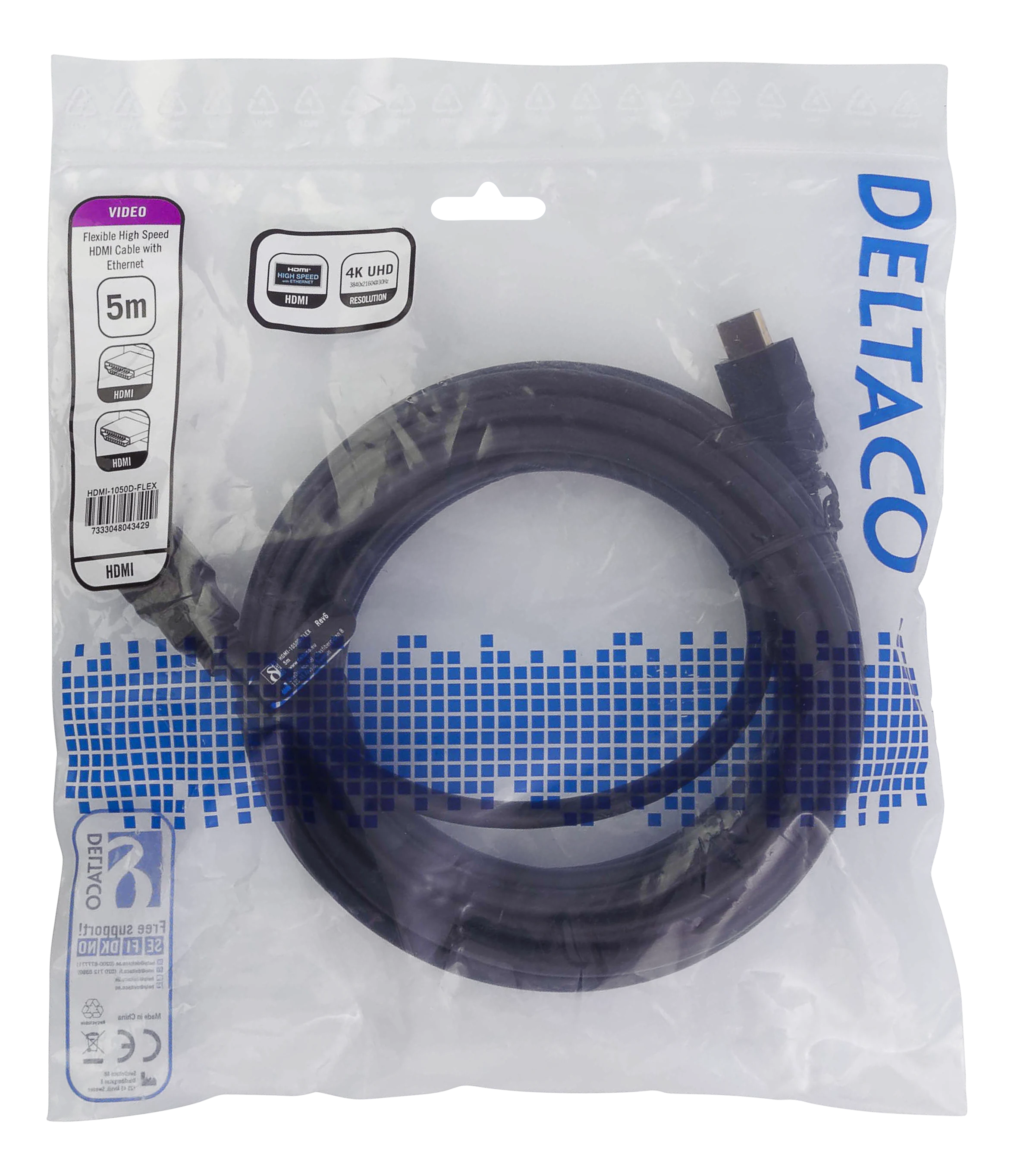 Flexible HDMI Cable High-Speed 4K UHD 30Hz 5m