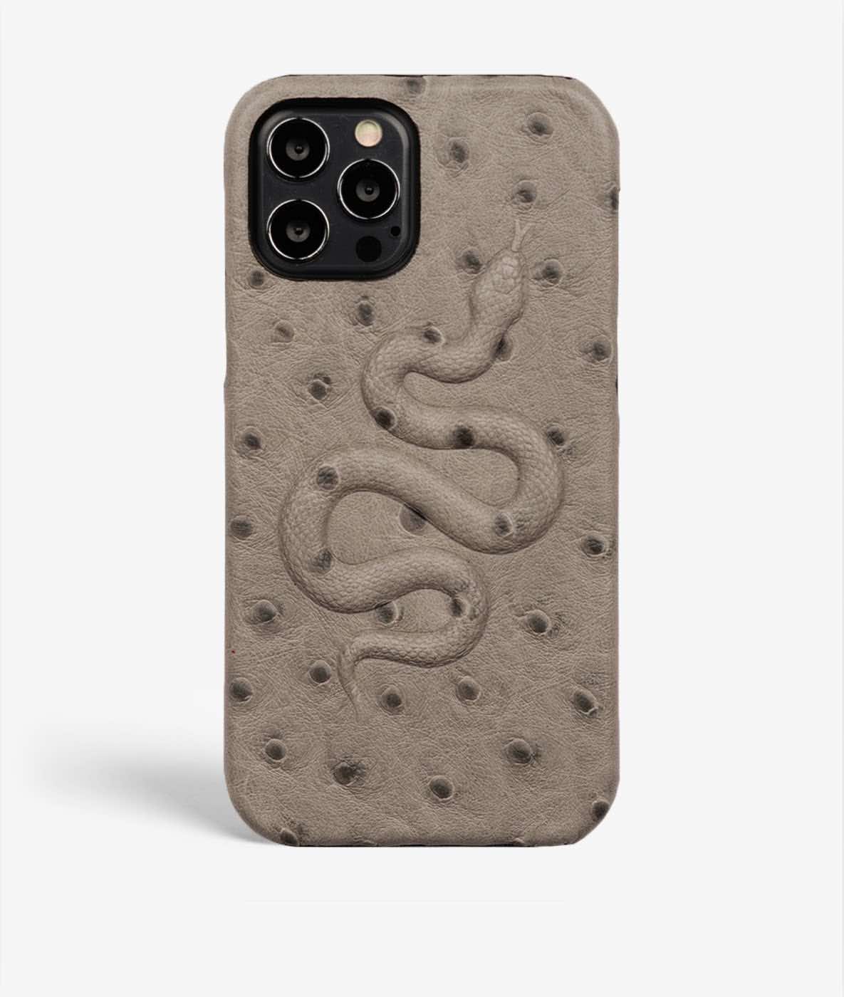 iPhone 13 Pro Max Case Snake Ostrich Grey