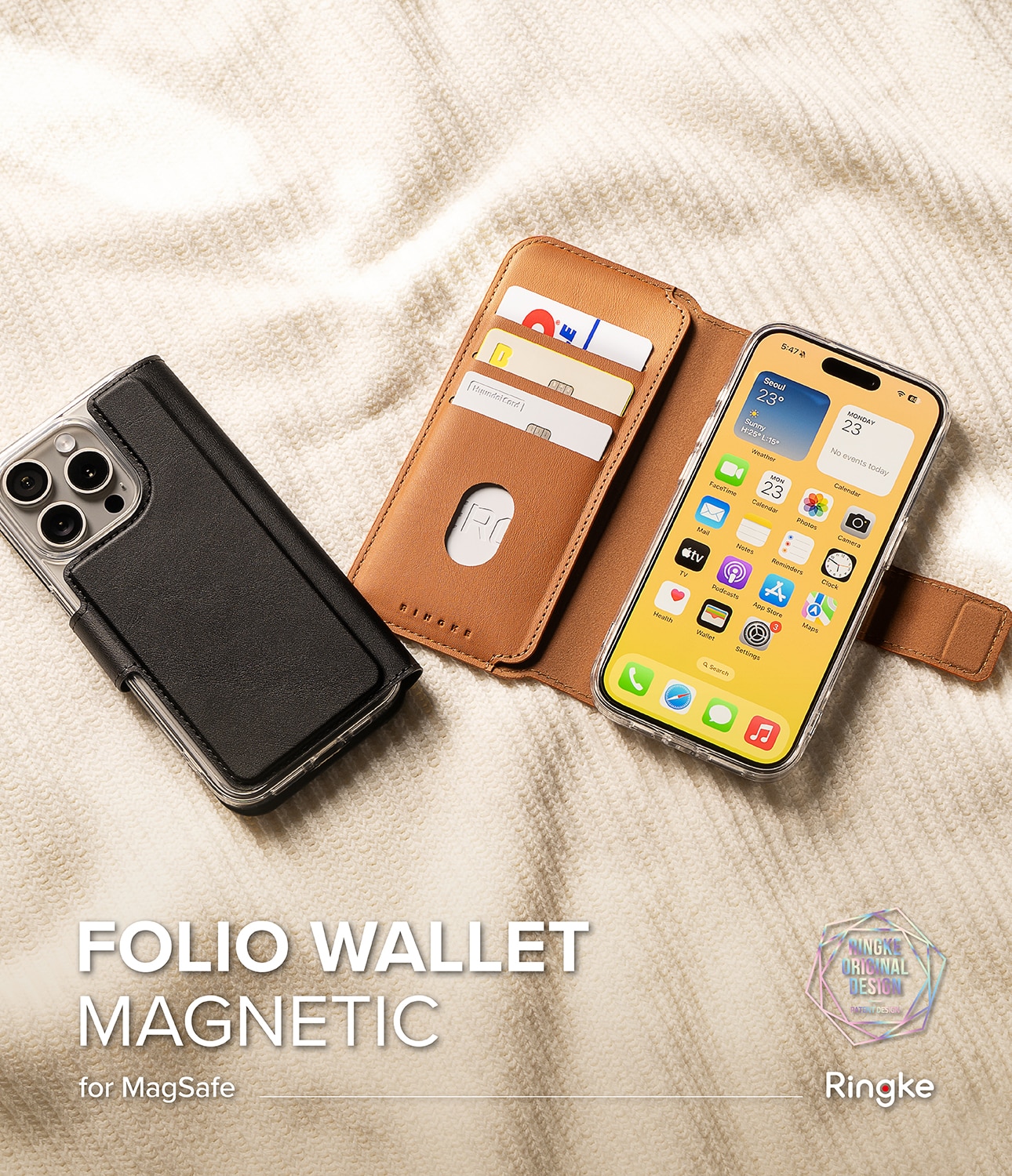 iPhone 15 Pro Max Folio Wallet Magnetic Black