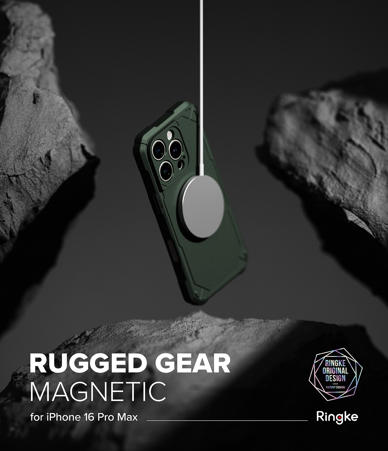 iPhone 16 Pro Max Rugged Gear Magnetic Case Dark Green