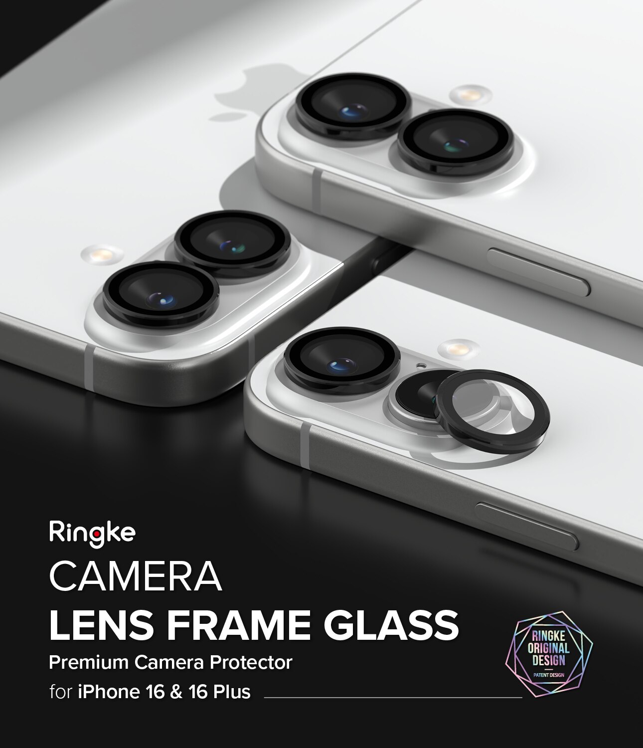 iPhone 16 Camera Lens Frame Glass (2-pack) Black