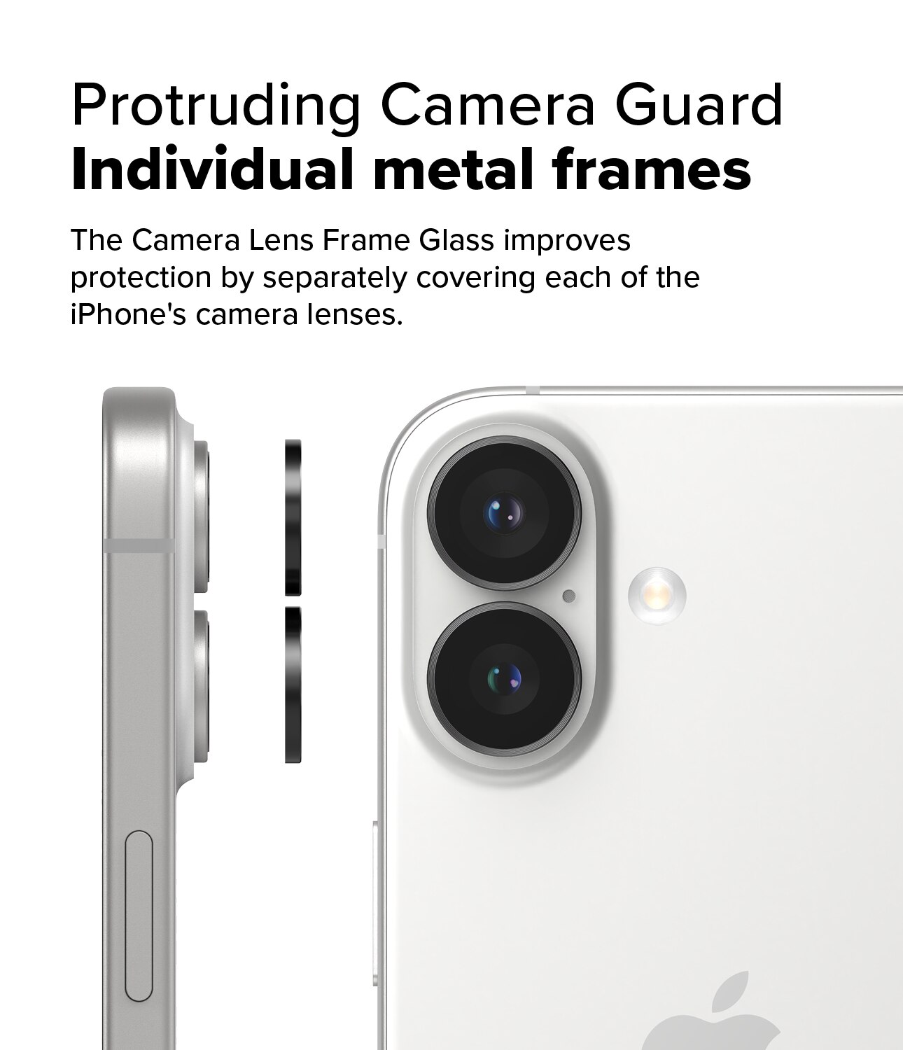 iPhone 16 Plus Camera Lens Frame Glass (2-pack) Black