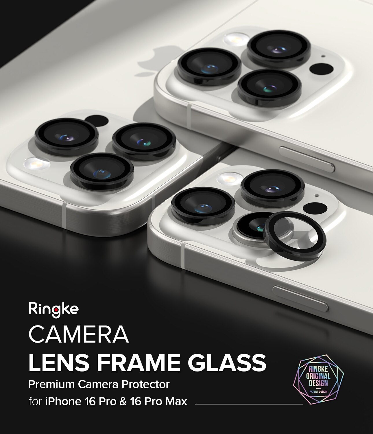 iPhone 16 Pro Camera Lens Frame Glass (2-pack) Black