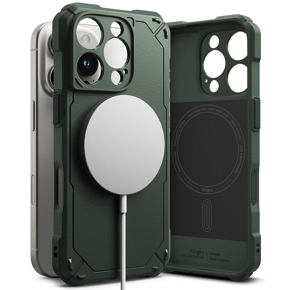 iPhone 16 Pro Rugged Gear Magnetic Case Dark Green