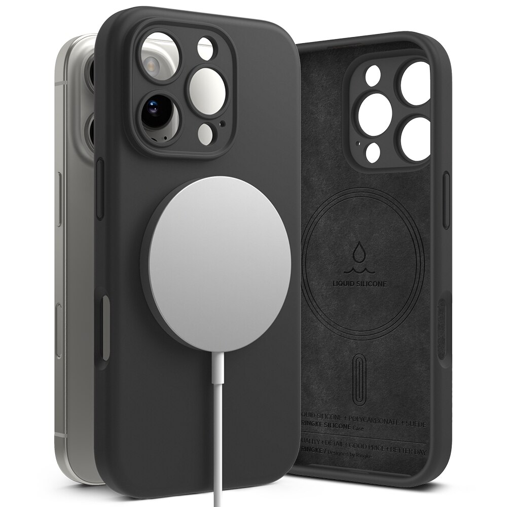 iPhone 16 Pro Silicone Magnetic Case Black