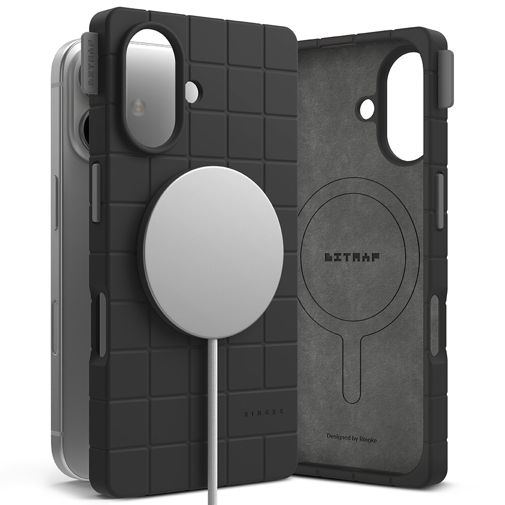 iPhone 16 Bitmap Silicone Magnetic Case Black