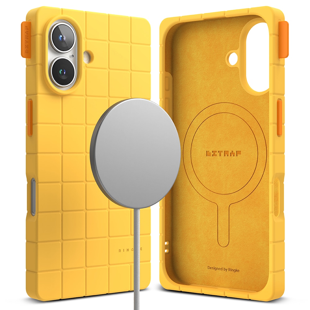 iPhone 16 Bitmap Silicone Magnetic Case Yellow