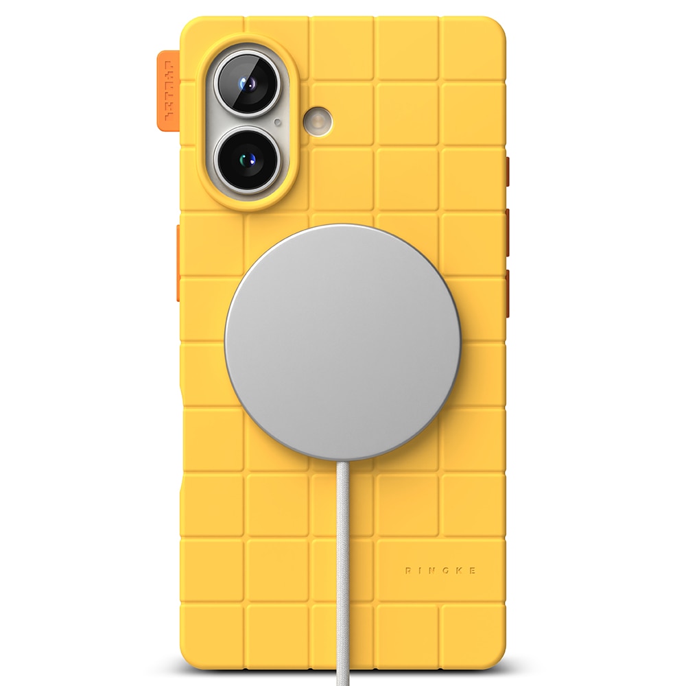 iPhone 16 Bitmap Silicone Magnetic Case Yellow