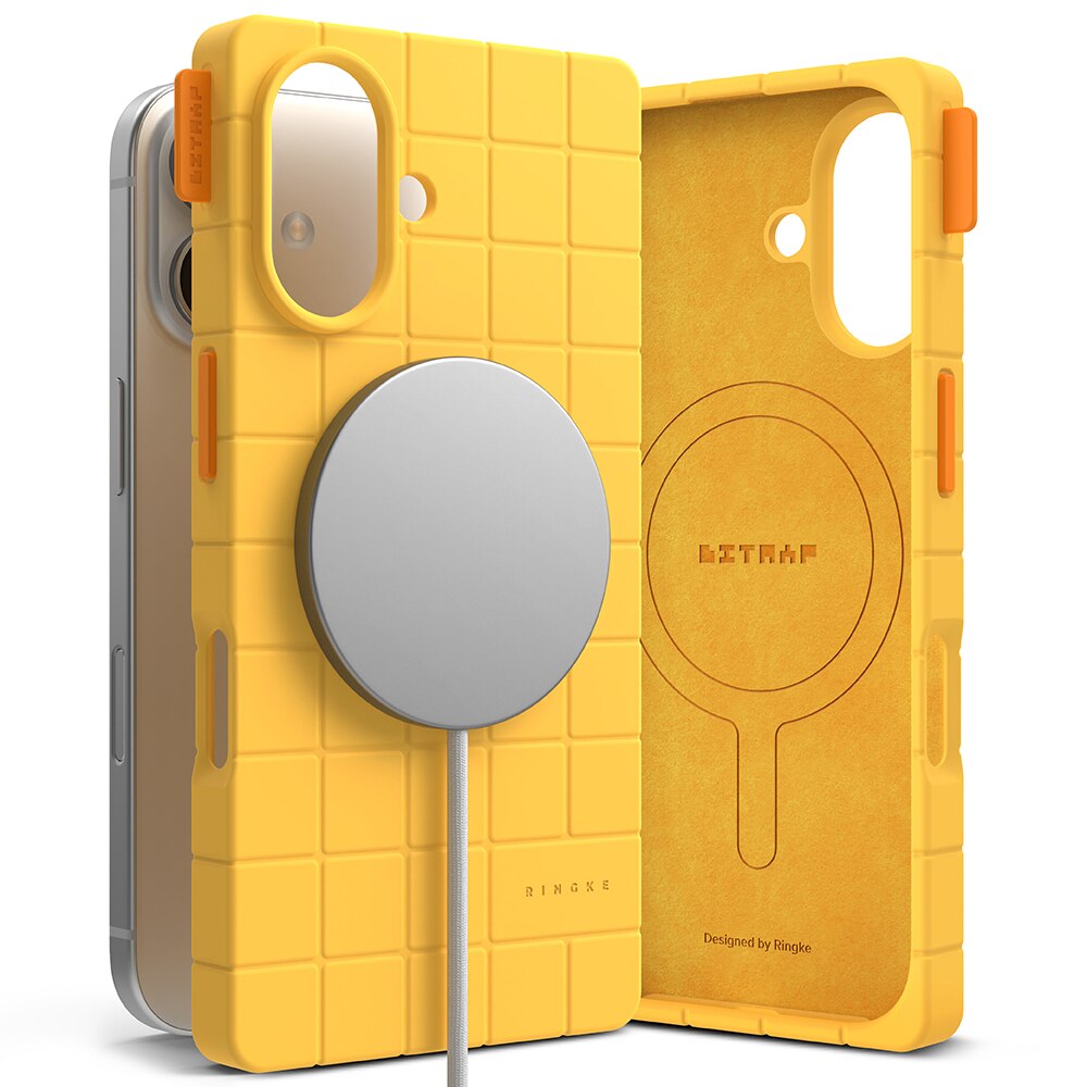 iPhone 16 Bitmap Silicone Magnetic Case Yellow