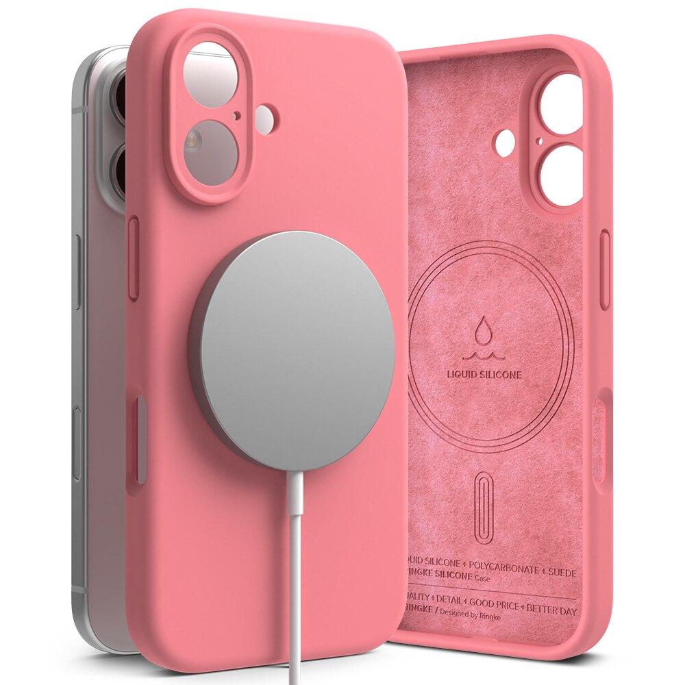 iPhone 16 Silicone Magnetic Case Pink