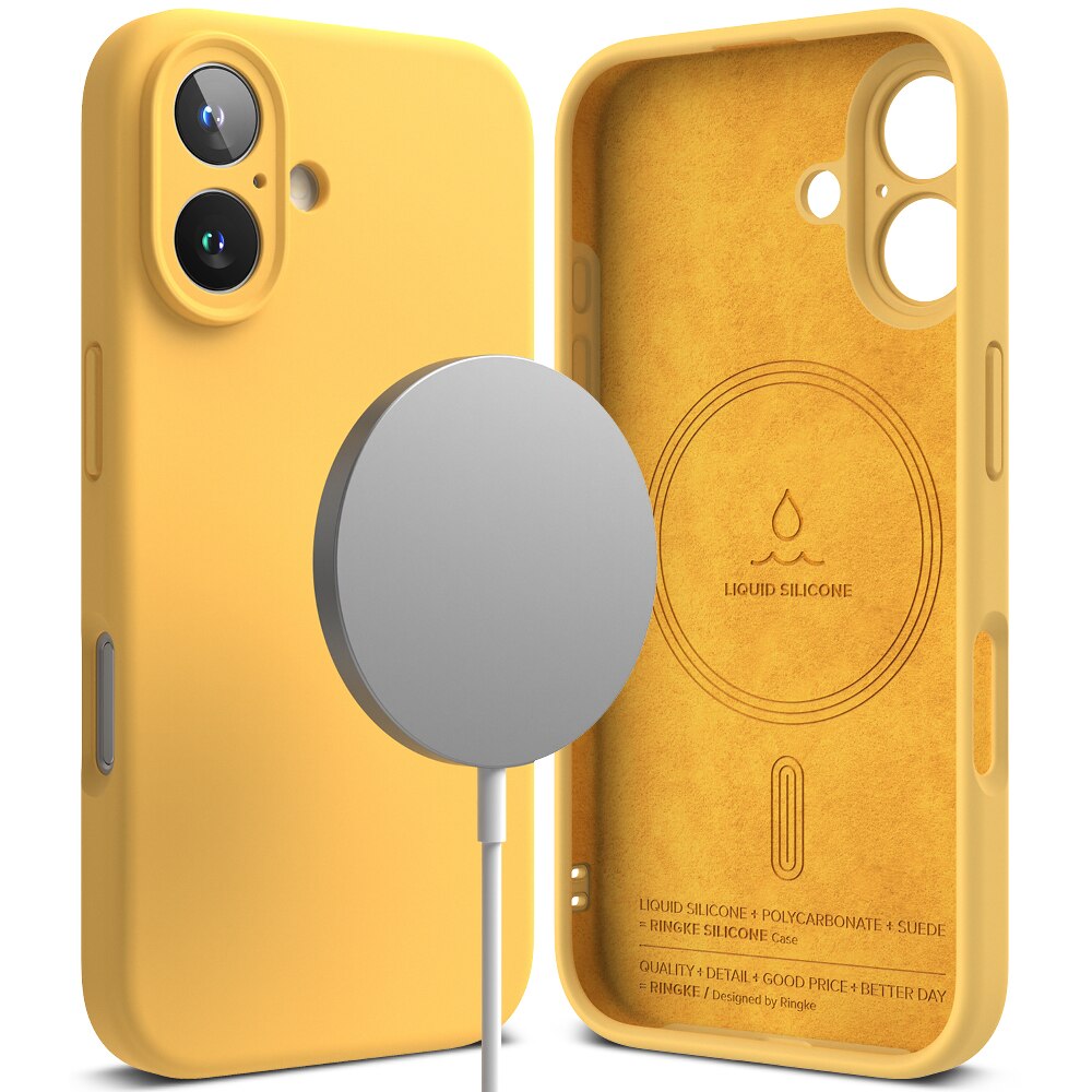 iPhone 16 Silicone Magnetic Case Yellow