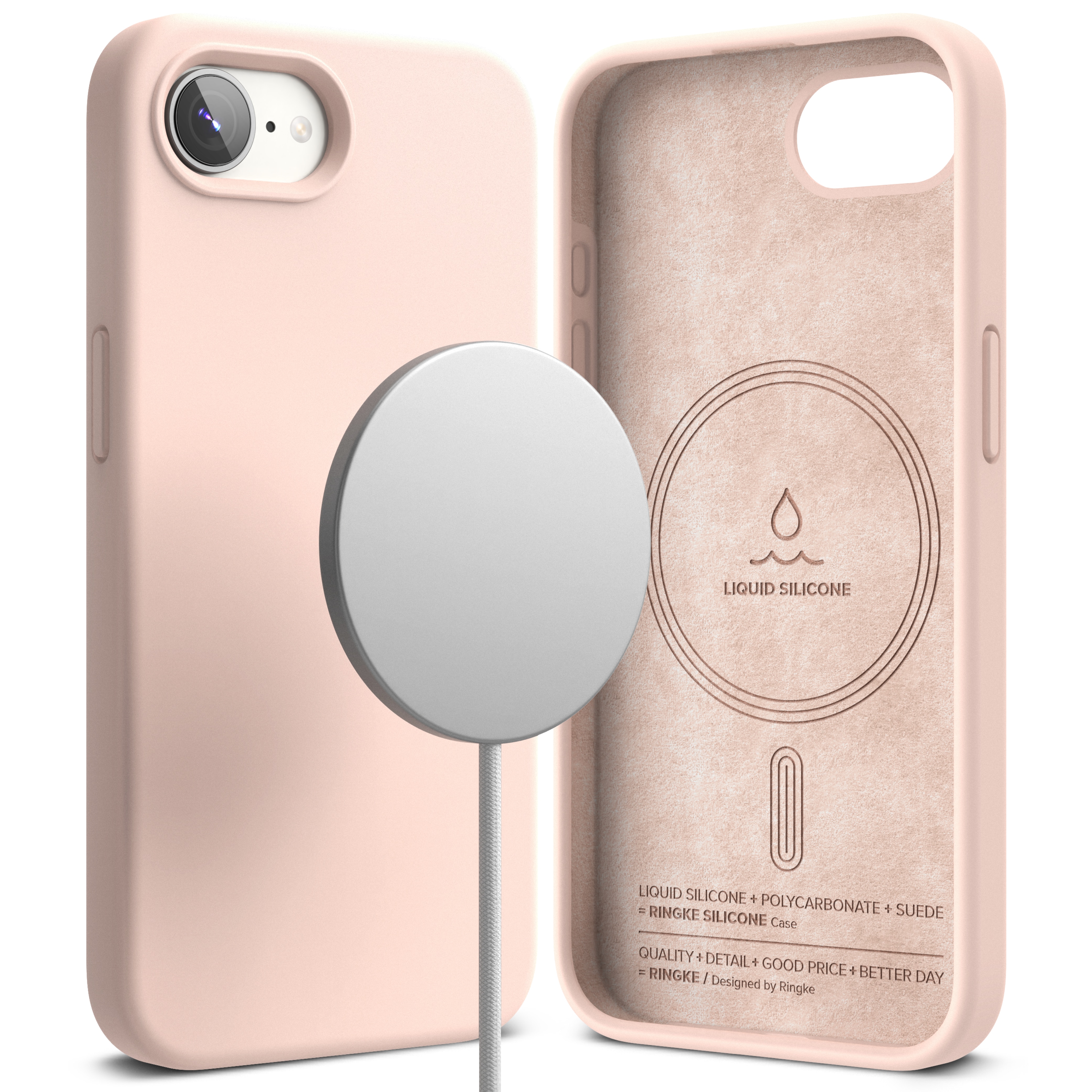 iPhone 16e Silicone Magnetic Case Pink Sand