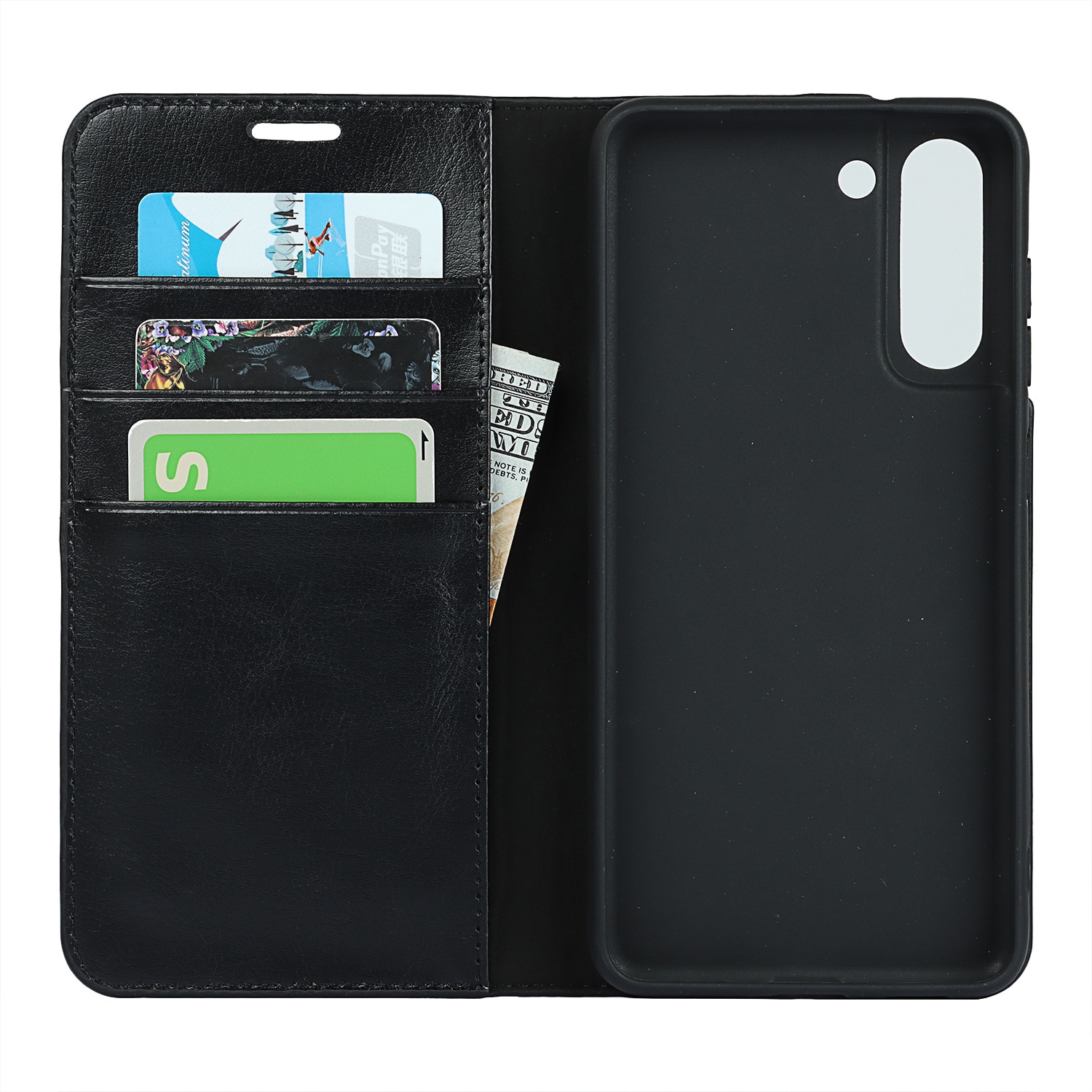 Samsung Galaxy S21 Genuine Leather Wallet Case Black