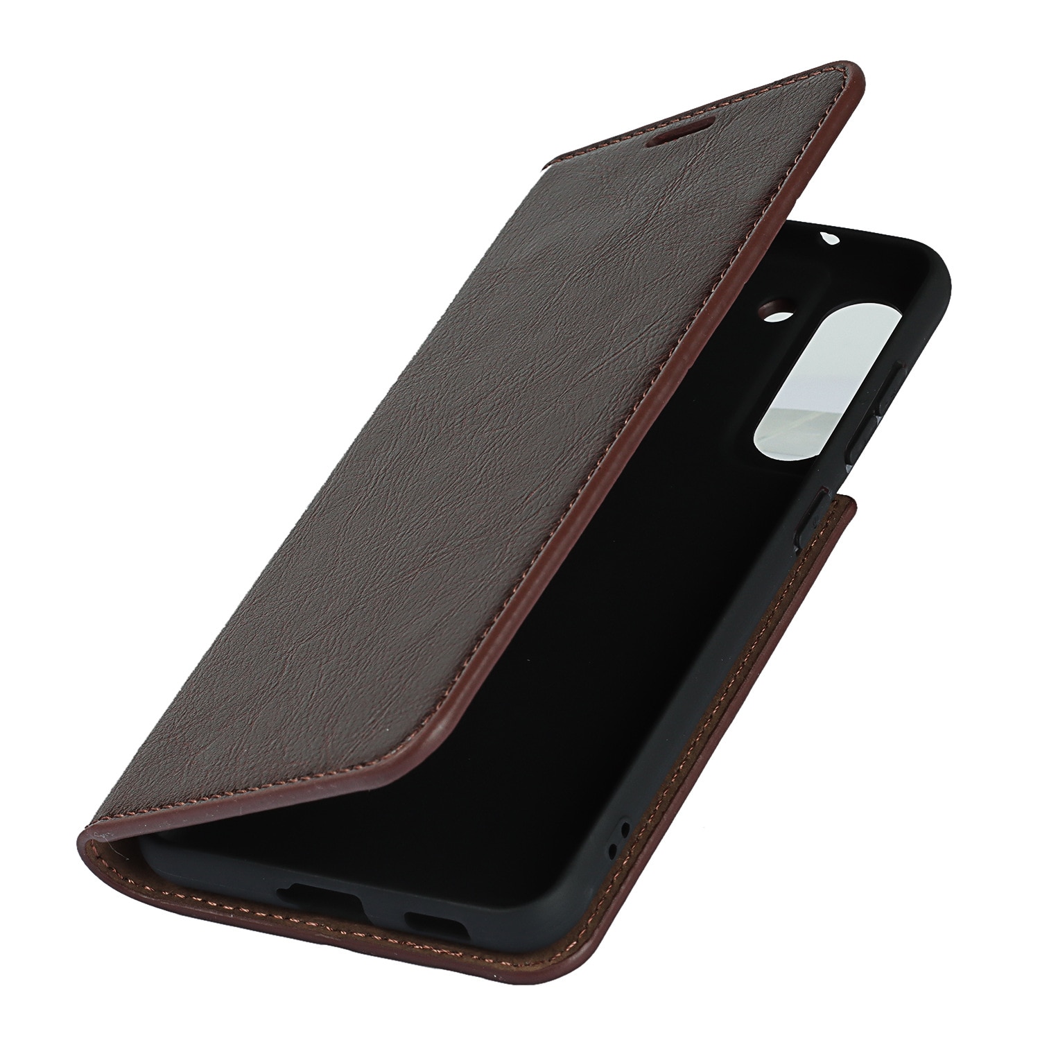 Samsung Galaxy S21 Genuine Leather Wallet Case Dark Brown