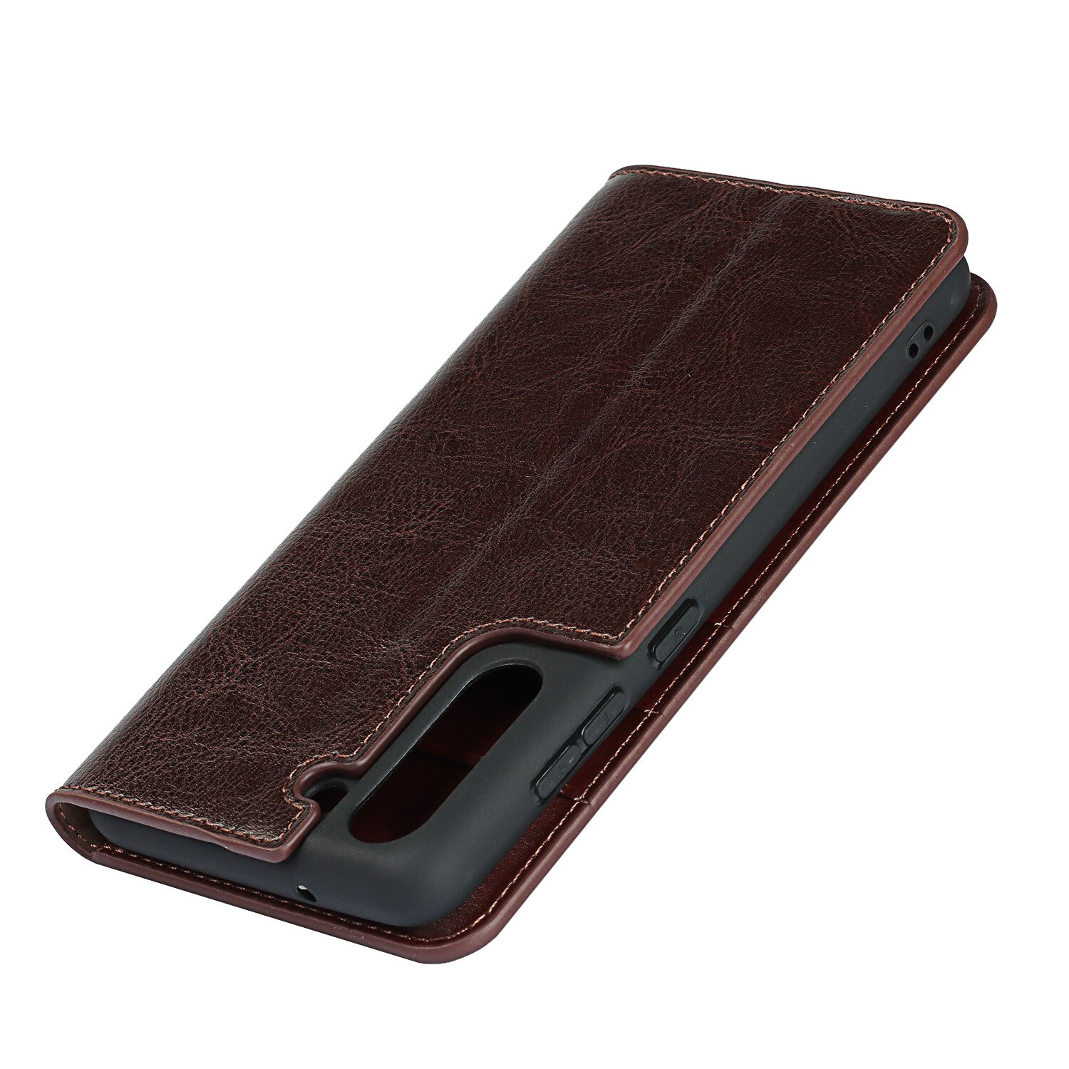 Samsung Galaxy S21 Genuine Leather Wallet Case Dark Brown