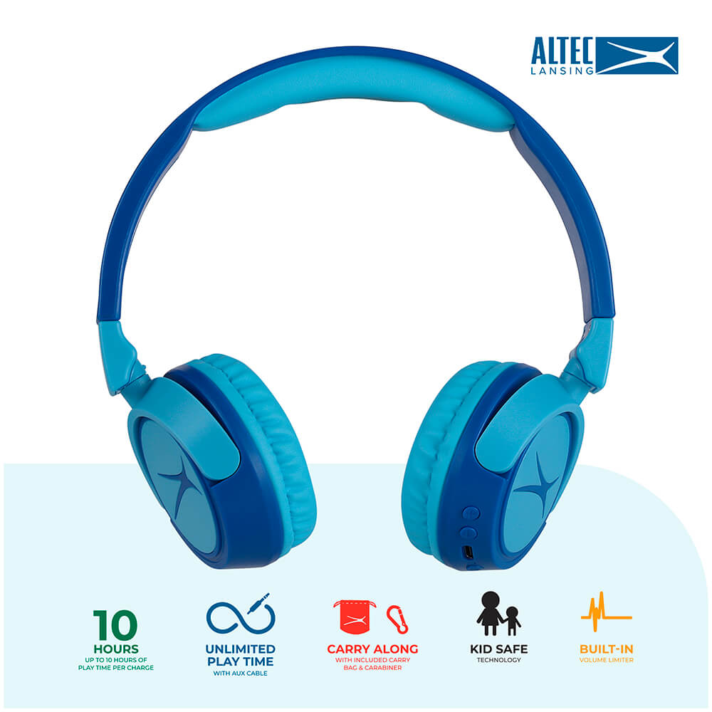 Wireless On-Ear Kids Headphones 2-in-1 Blue