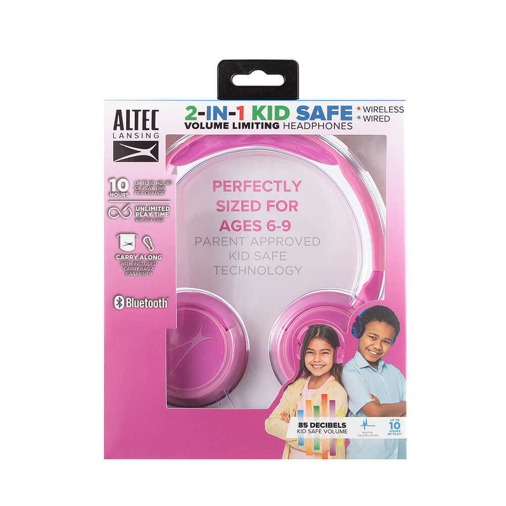 Wireless On-Ear Kids Headphones 2-in-1 Pink