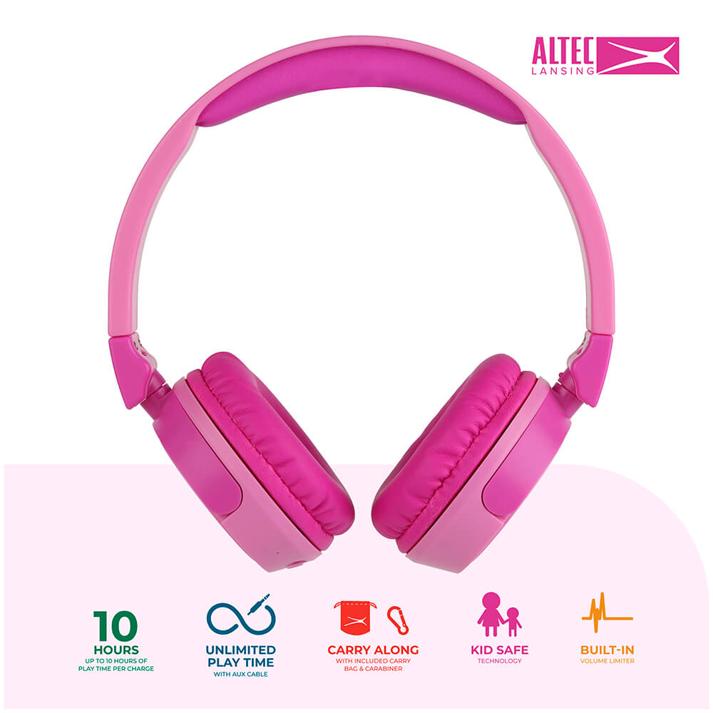 Wireless On-Ear Kids Headphones 2-in-1 Pink