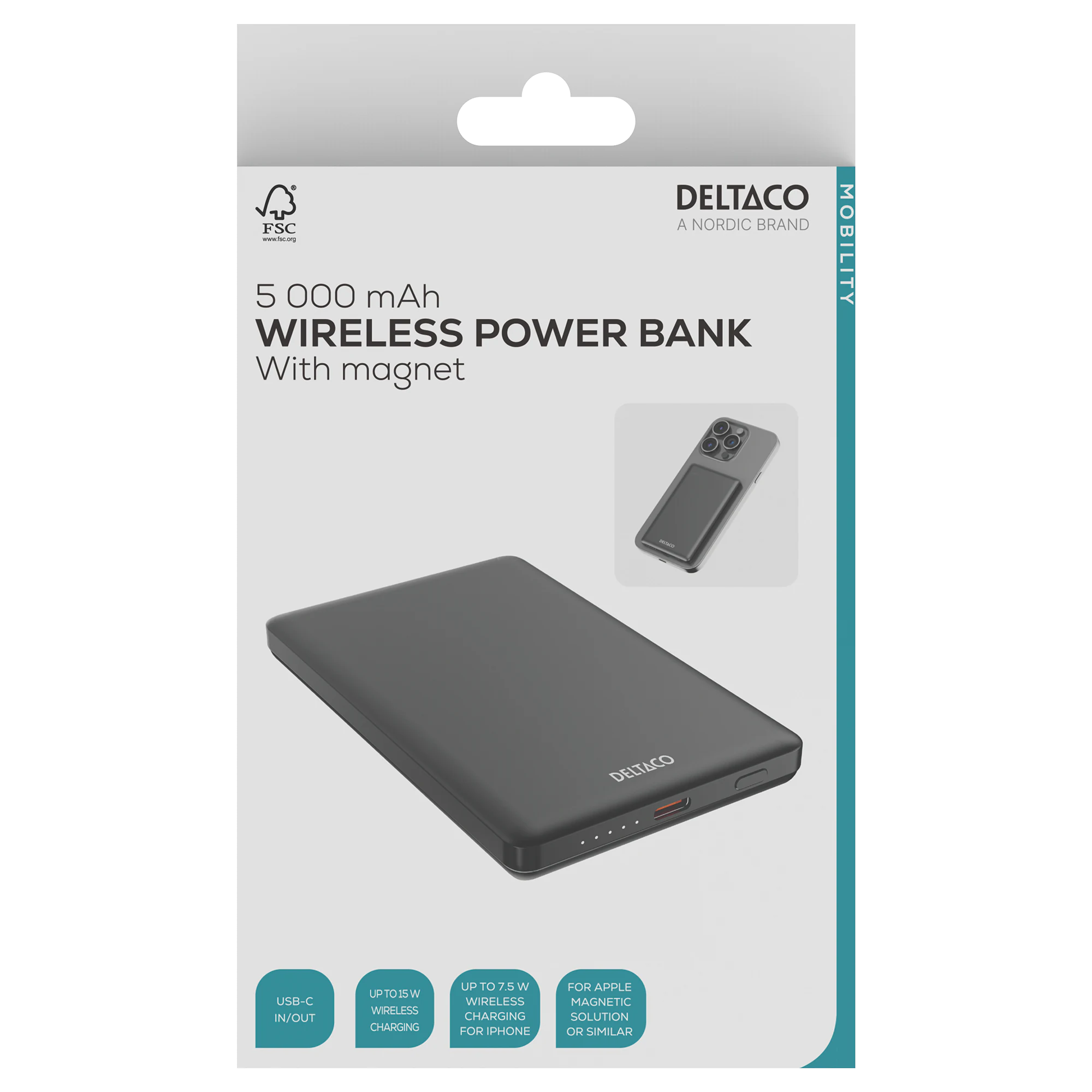 Wireless MagSafe Powerbank 5000 mAh Black