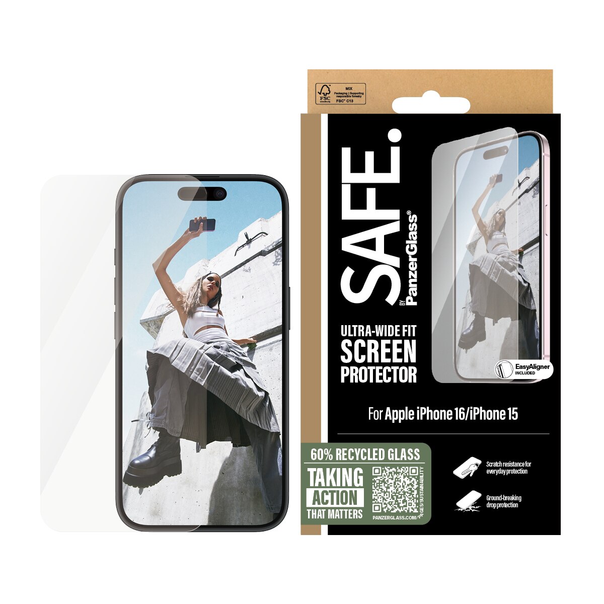 iPhone 16e Screen Protector Ultra Wide Fit (with EasyAligner)