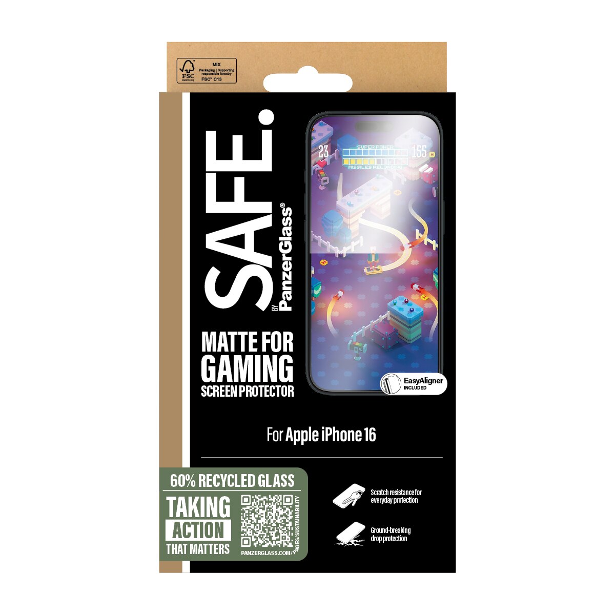 iPhone 16 Gaming Screen Protector Ultra Wide Fit (with EasyAligner)