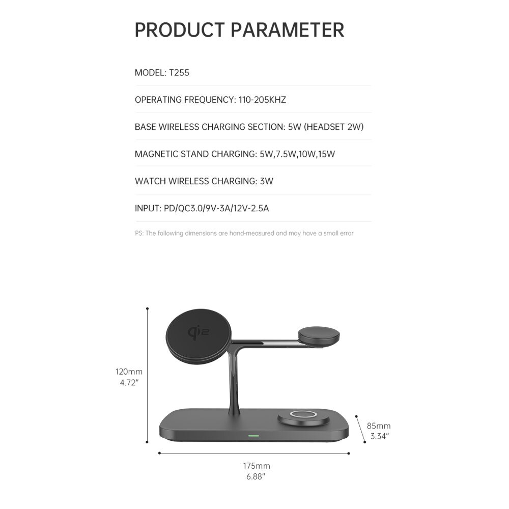 Samsung Galaxy S25 Ultra 3-in-1 Qi2 Magnetic Wireless Charging Station Black