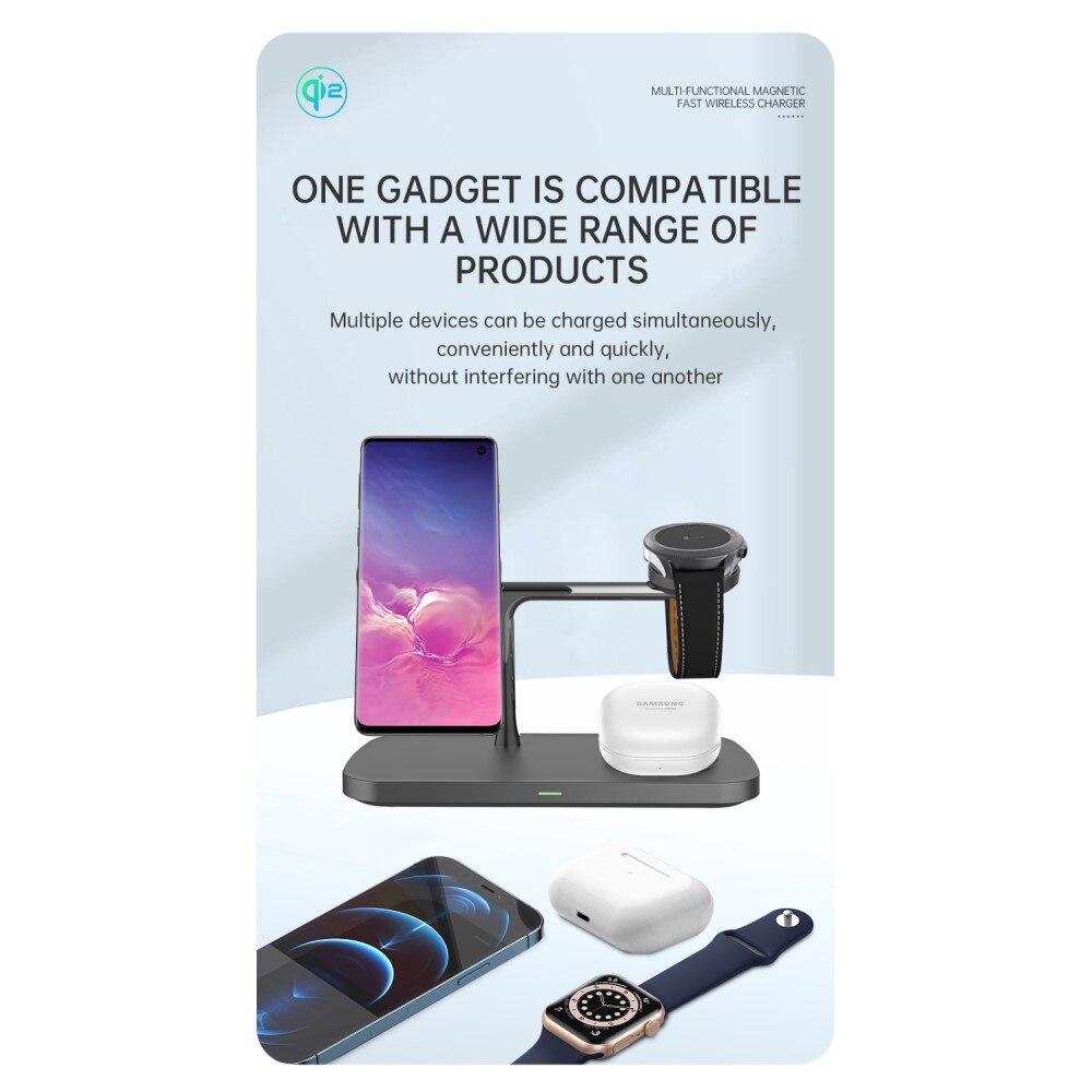 Samsung Galaxy S25 3-in-1 Qi2 Magnetic Wireless Charging Station Black