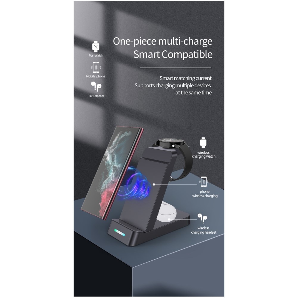 3-in-1 Wireless Charging Station for Samsung Black