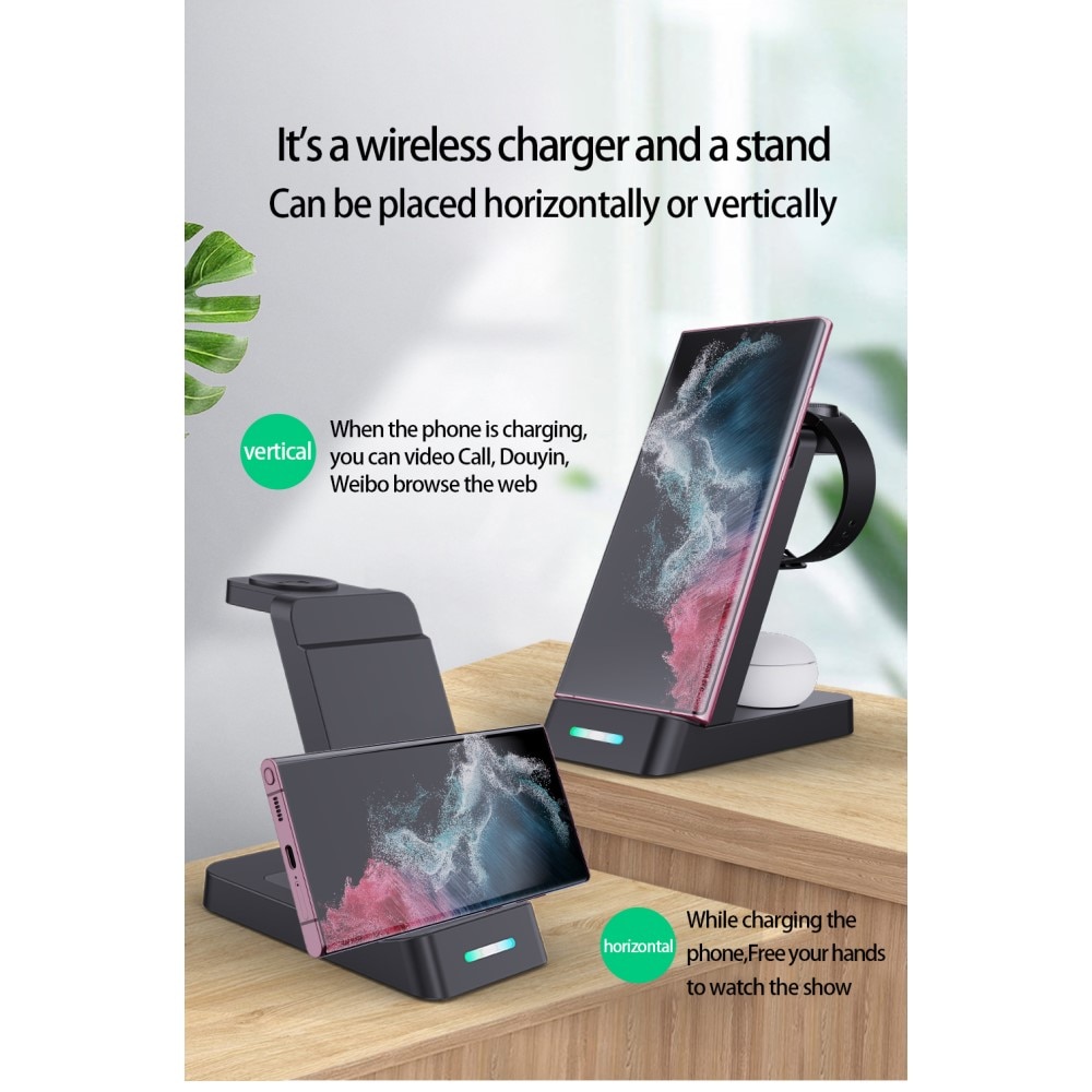 3-in-1 Wireless Charging Station for Samsung Black