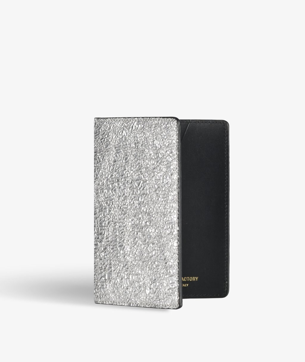 Passport Cover Crushed Metallic Silver