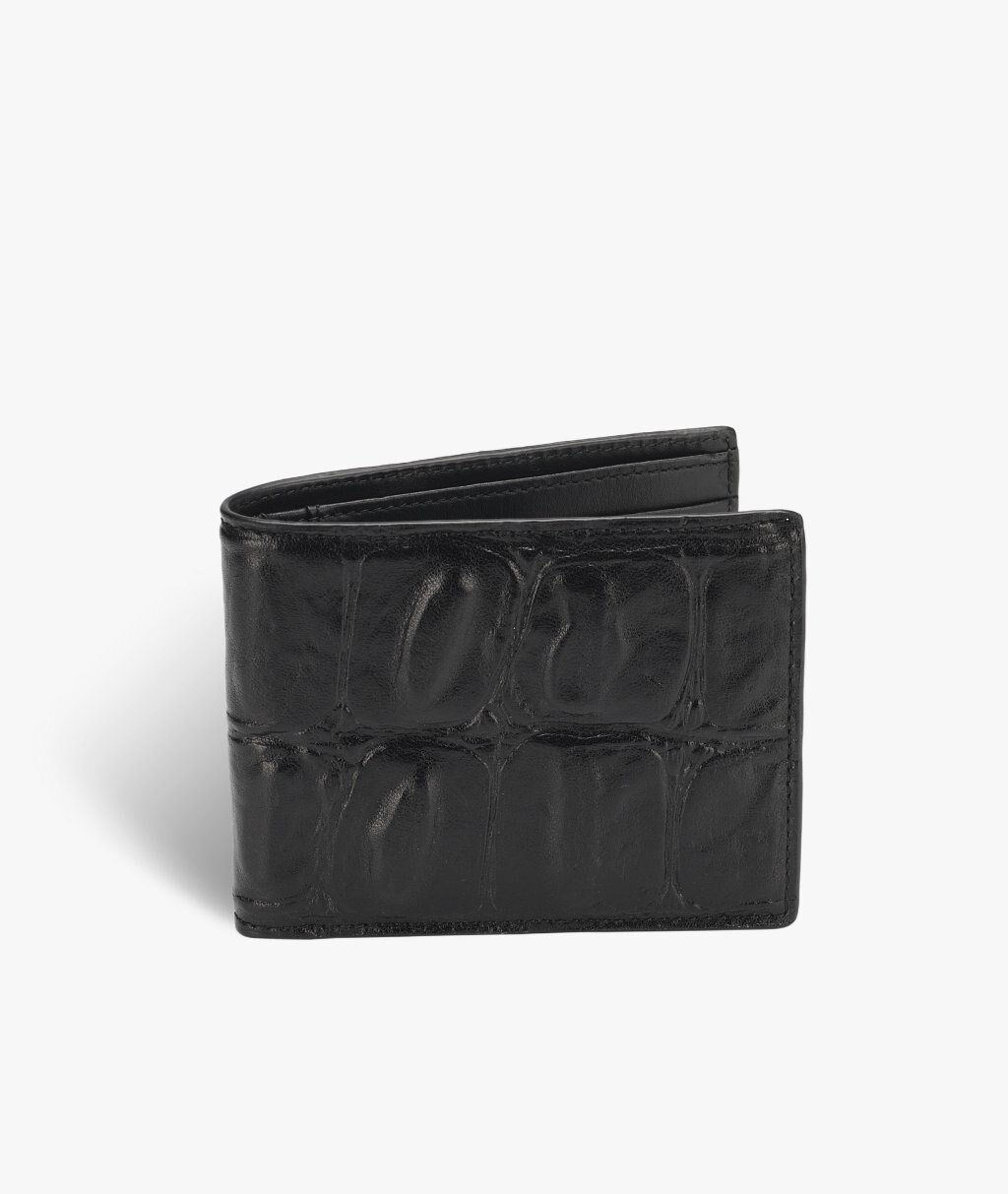 Uomo Wallet Maxi Crocodile Black